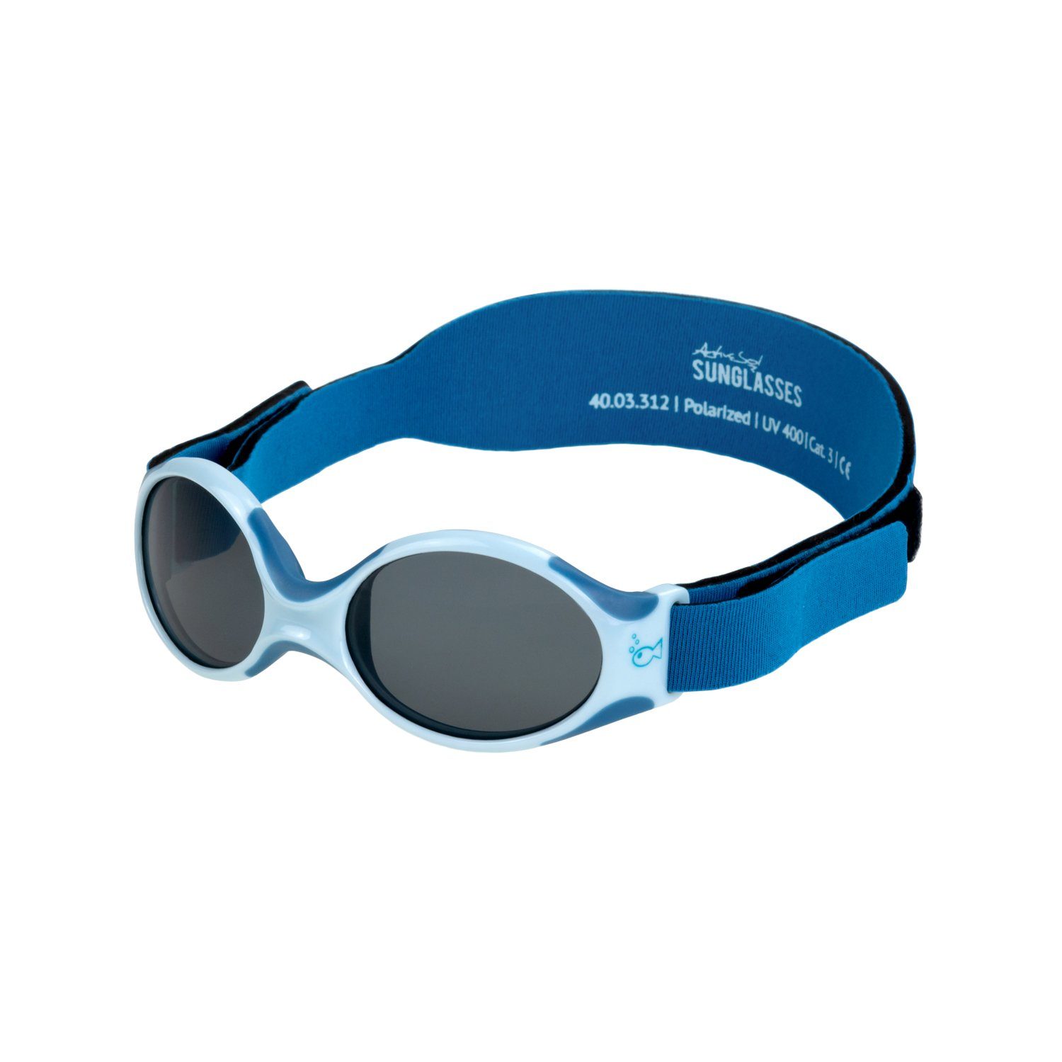 ActiveSol SUNGLASSES Sonnenbrille Baby Sonnenbrillen EXPLORER, Jungen & Mädchen, 0-2 Jahre Polarisierte premium Gläser mit Lotuseffekt, supersoft, verstellbar Fisch - blau