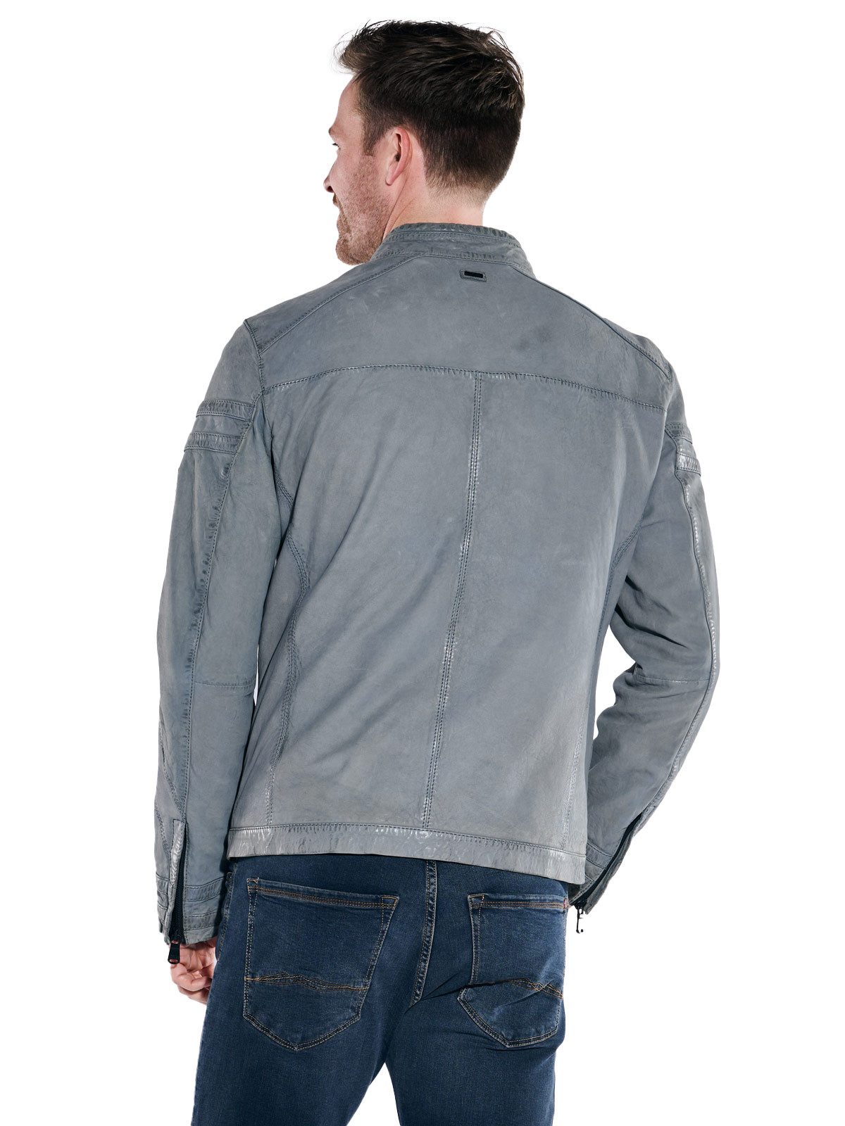 Engbers Lederjacke Herren Lederjacke regular, Taubenblau günstig online kaufen