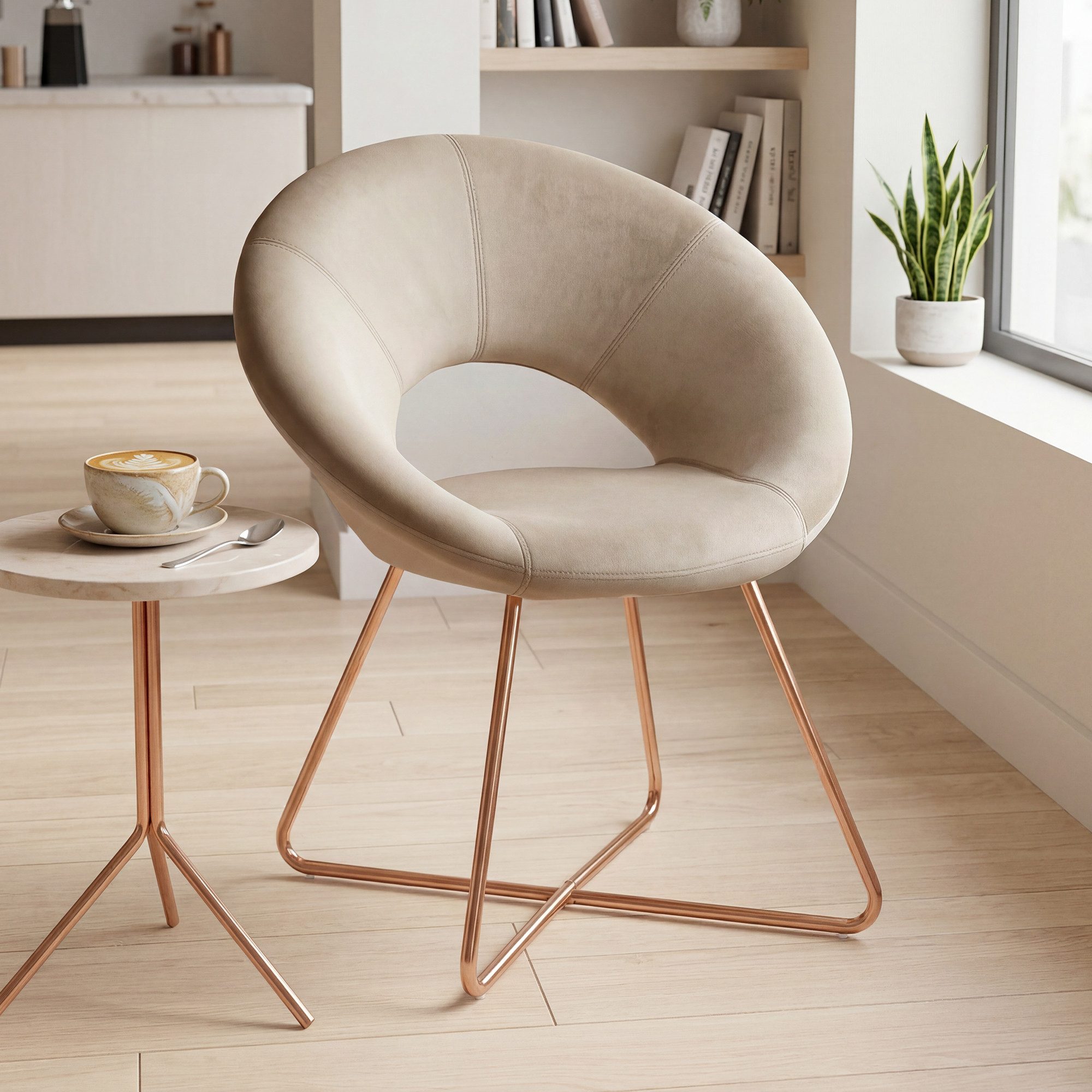 Duhome Loungesessel (439D), Esszimmerstuhl Wohnzimmerstuhl, Samt Polsterstuhl, Gold Metallbeine