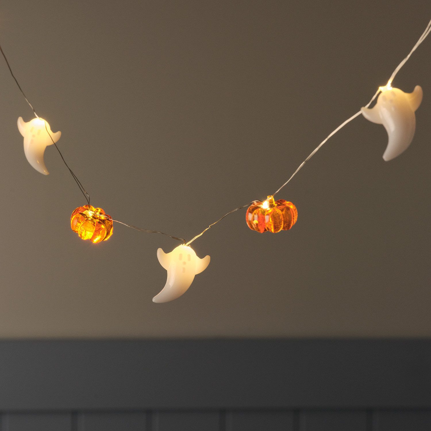 Lights4fun LED-Lichterkette 20er Halloween LED-Mikro-Lichterkette Geister & Kürbisse mit Timer