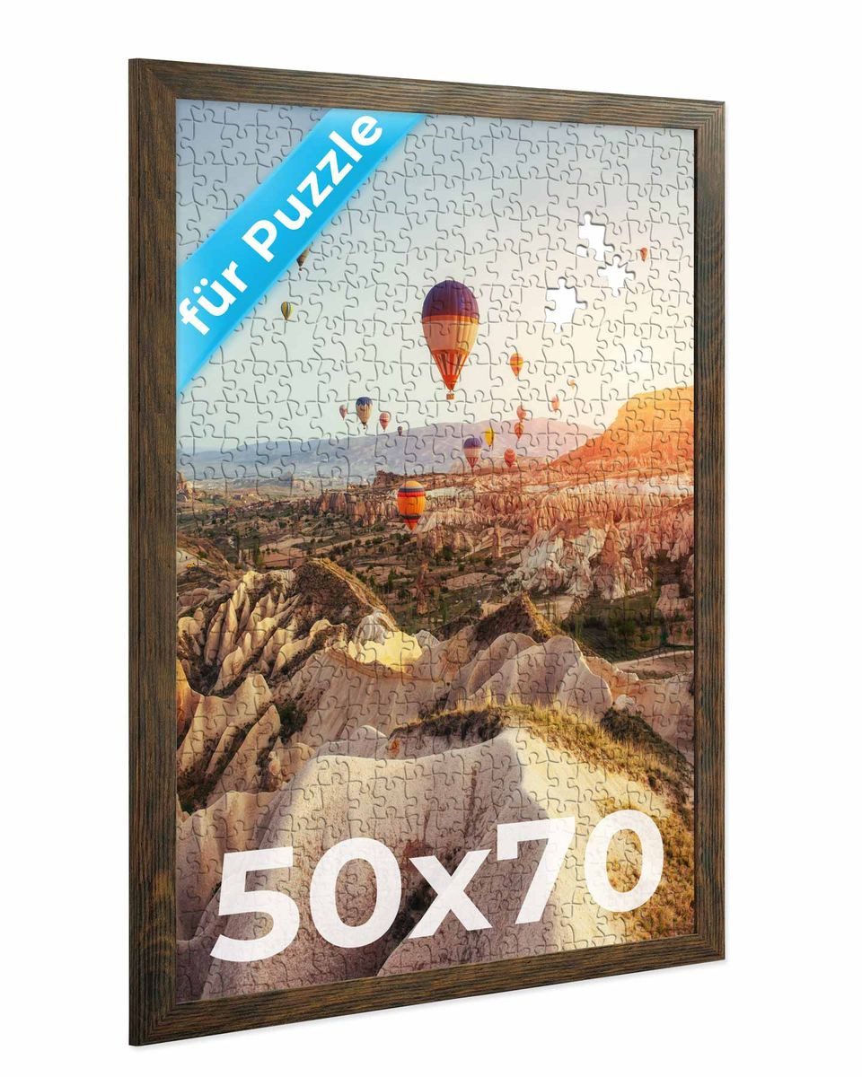 PHOTOLINI Bilderrahmen für Puzzle, Puzzlerahmen mit Acrylglas zum Aufhängen, für 1 Bilder (1 Einzelrahmen), 500-1.000 Teile im Endformat 50x70 cm