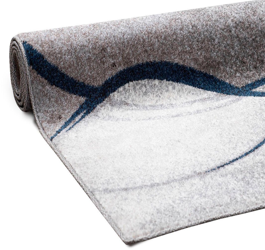 OTTO home Teppich Tritom, rechteckig, Höhe: 9 mm, mit besonders weichem Flor, Kurzflor, modernes Wellen Muster