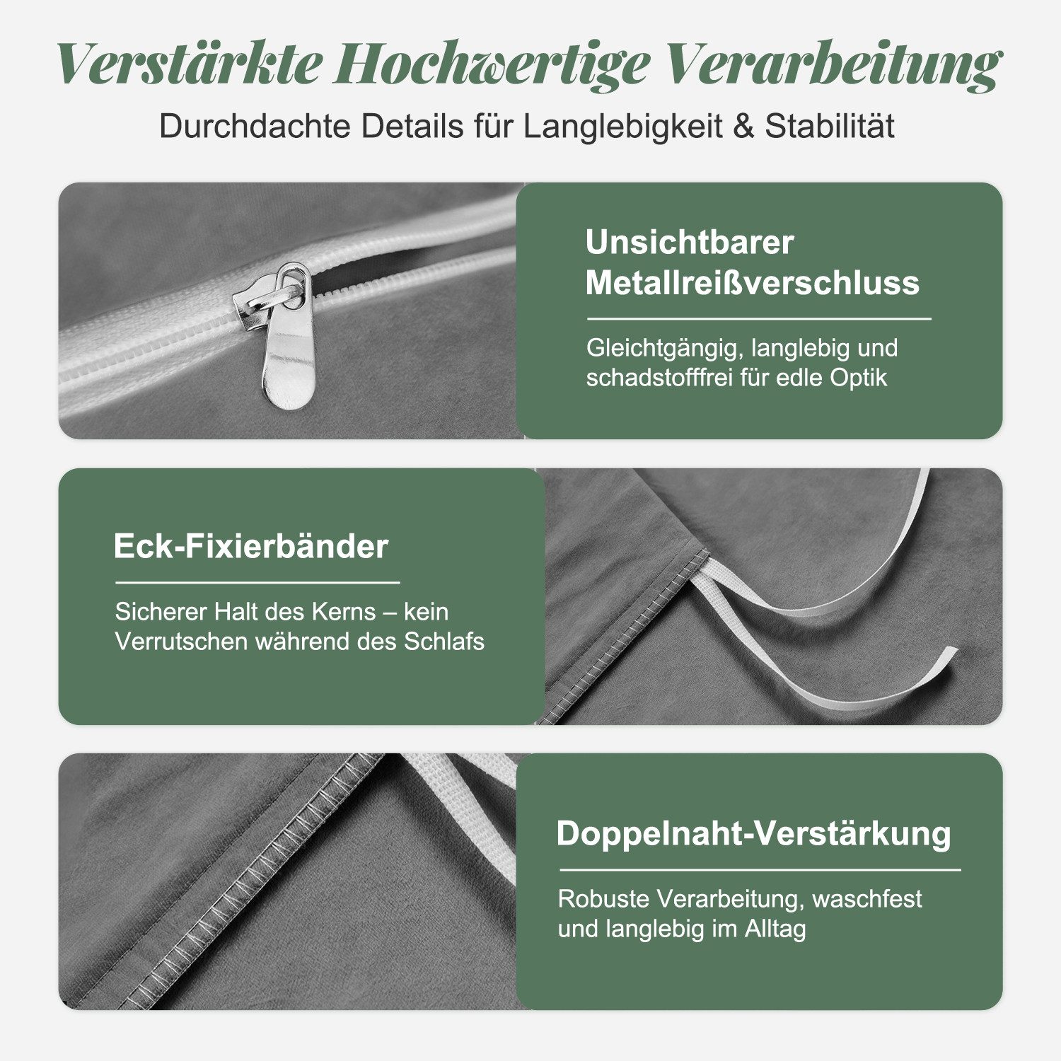 Lexzurn Bettwäsche Bettwäsche 135x200/155x220/200x200 bügelfrei Bettbezug Set, 3 teilig, mit Reißverschluss, Polycotton recycelt, sehr weich