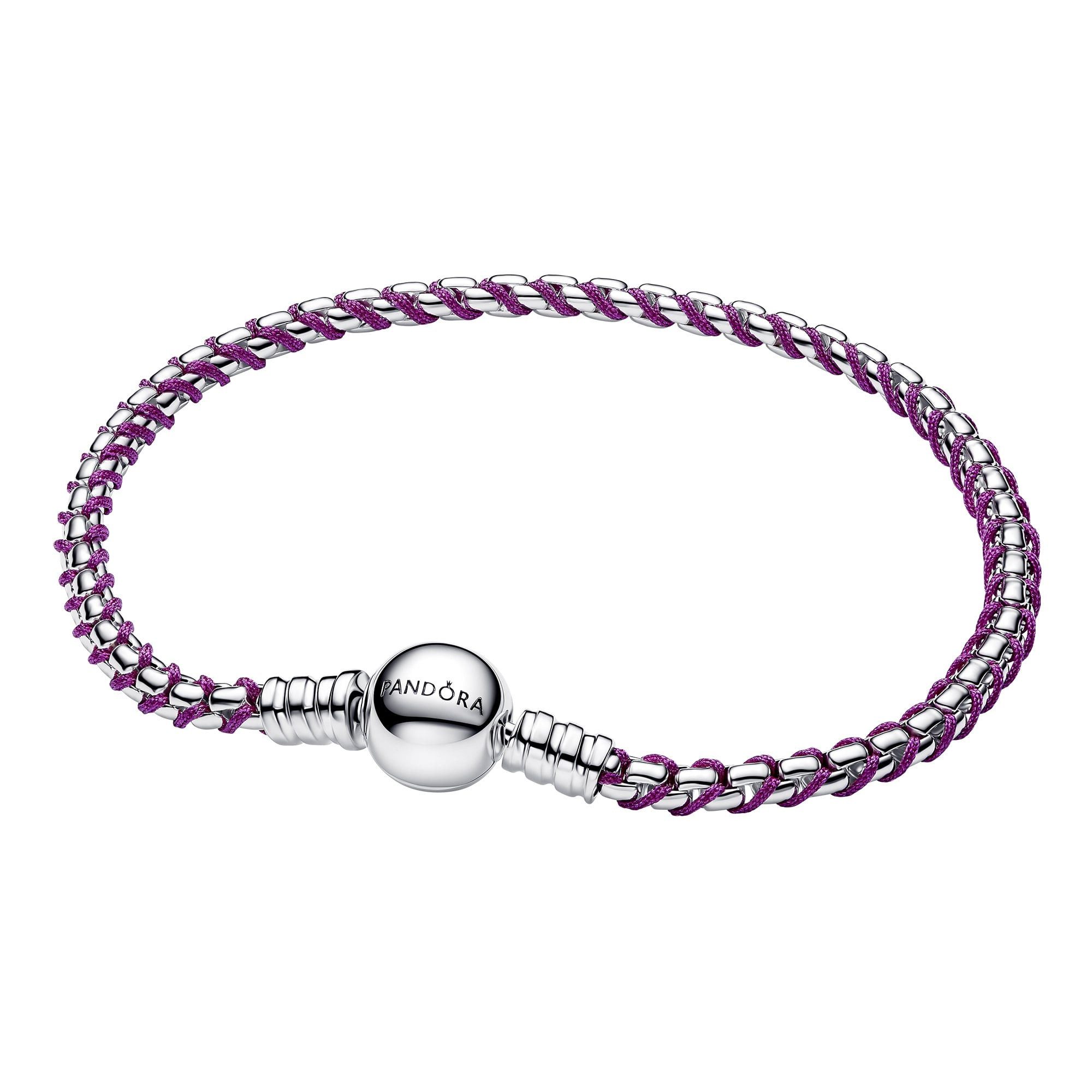 Pandora Charm-Armband Damen-Silber Veneziakette Lila