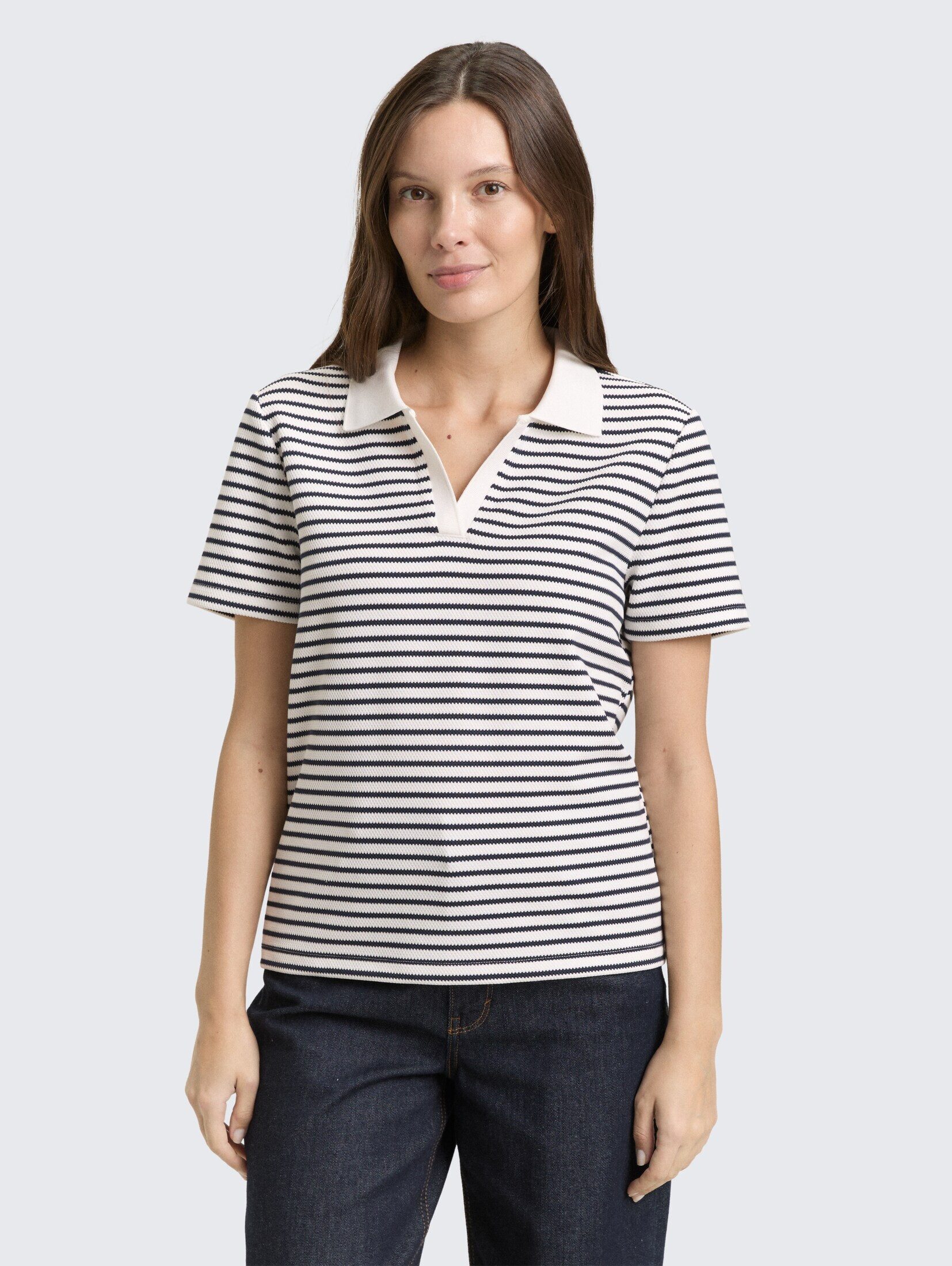 TOM TAILOR T-Shirt T-Shirt Poloshirt mit Streifenmuster
