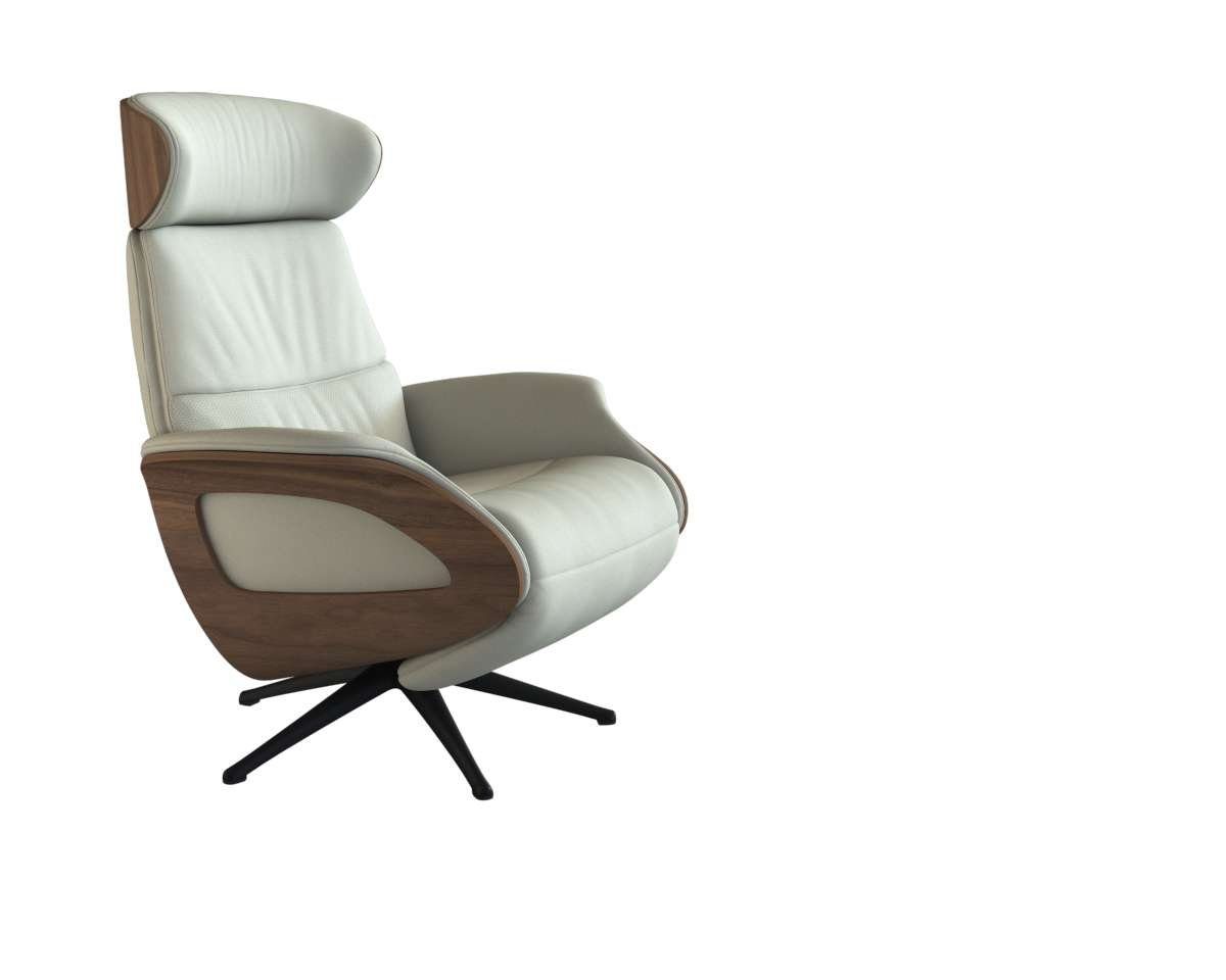 FLEXLUX Relaxsessel Clement elektrischer Funktionsessel, Größe M, Rücken & Fußteil elektrisch, Akku, Arml. Walnuss, Fuß schwarz