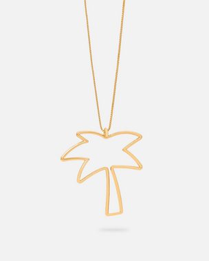 Malaika Raiss Kette mit Anhänger Palm Tree 3D Halskette Damen Gold mit Palme Anhänger Lasercut 45 cm, Silber 925, 24 Karat vergoldet