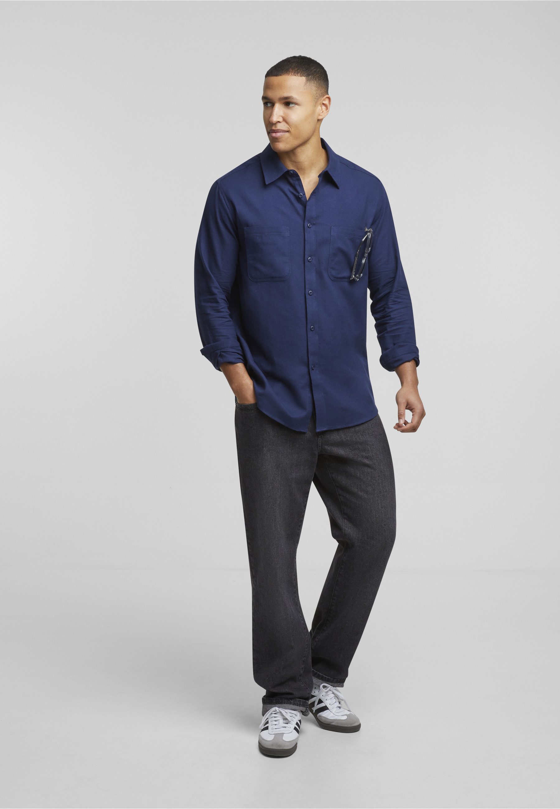 URBAN CLASSICS Langarm-Poloshirt Urban Classics Herren Flanell Shirt (1-tlg)