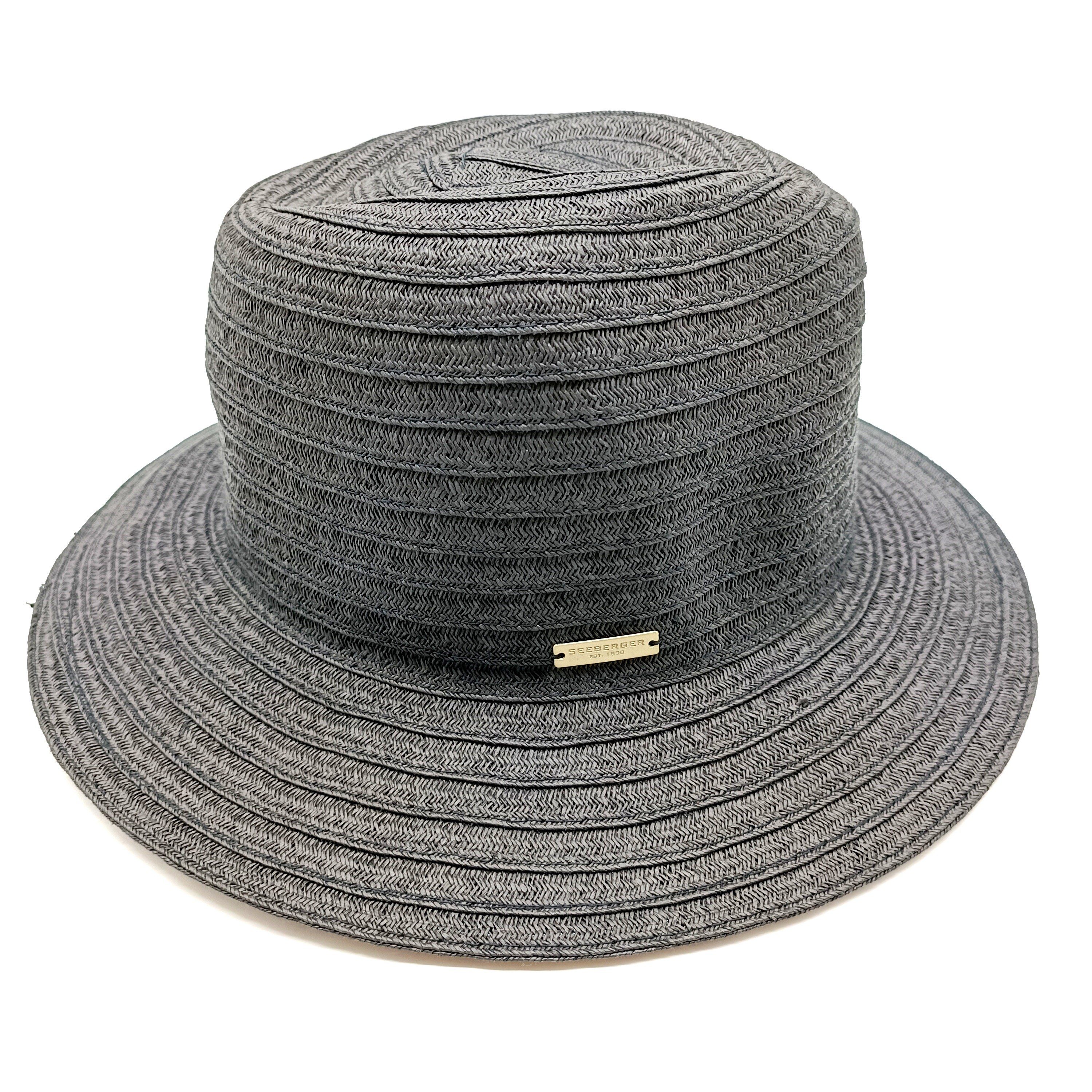 Seeberger Strohhut Borten Fedora black