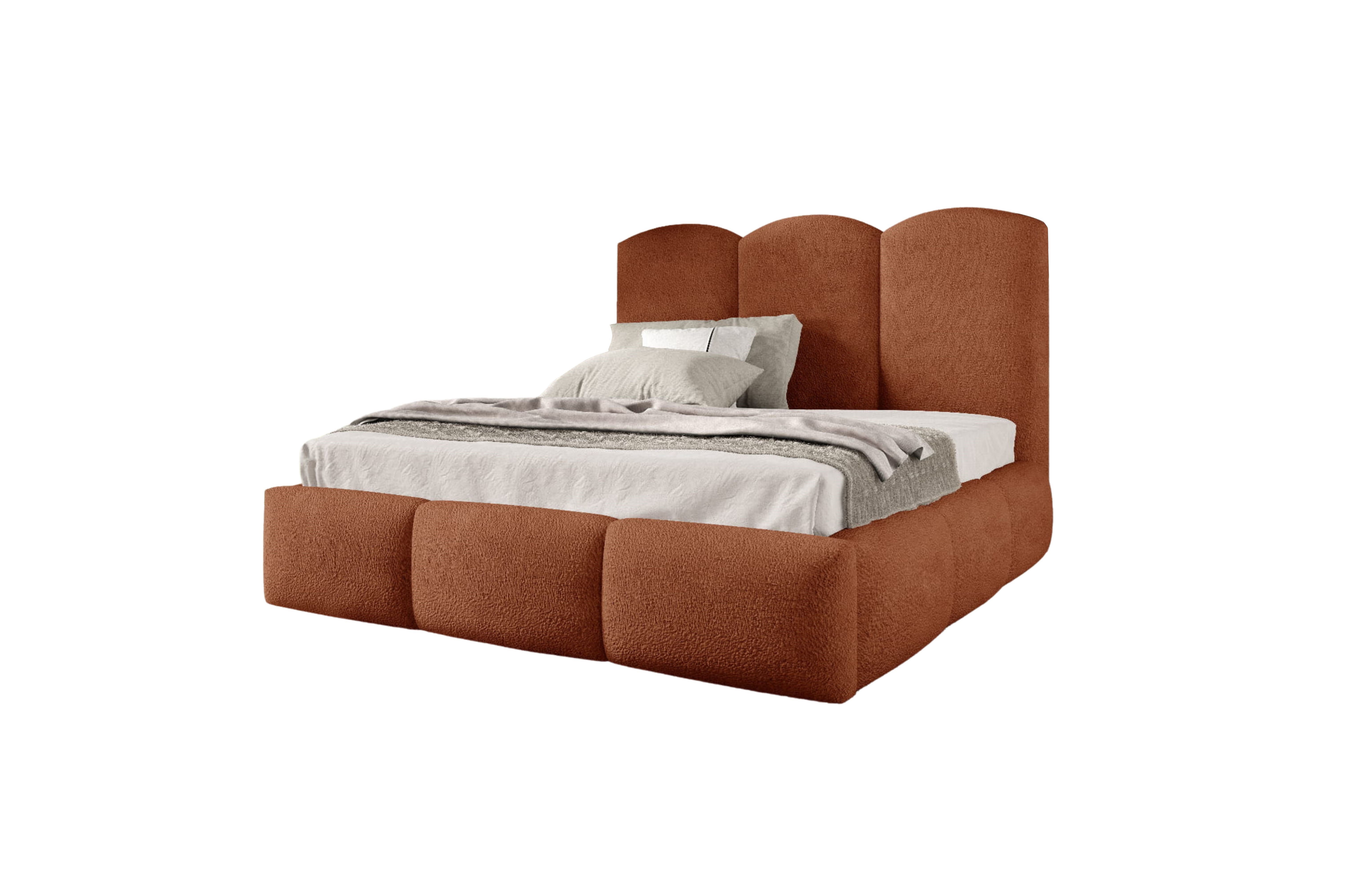 Beautysofa Polsterbett ohne Matratze BERO mit Bettkasten aus Bouclé-Stoff, Stauraumbett mit Gaslift, gepolstertes Kopfteil, Lattenrost