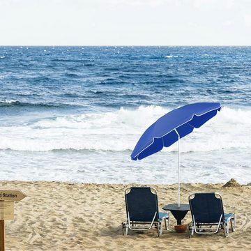 Sekey Sonnenschirm Ø 160 cm Balkonschirm Rund Strandschirm Sonnenschirm mit Schutzhülle, LxB: 160,00x160,00 cm, Neigungswinkel verstellbar, Höhe verstellbar, mit Tragetasche