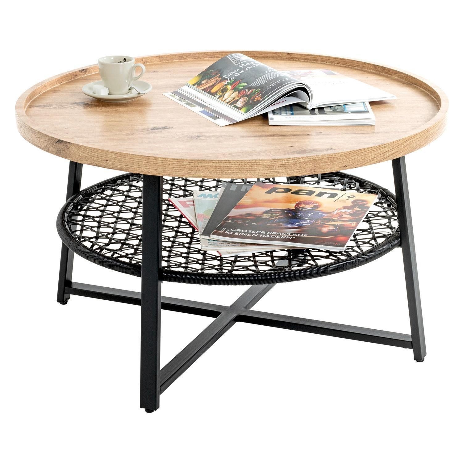 HAKU Couchtisch COLUMBIA, Eiche Dekor, Schwarz, günstig online kaufen