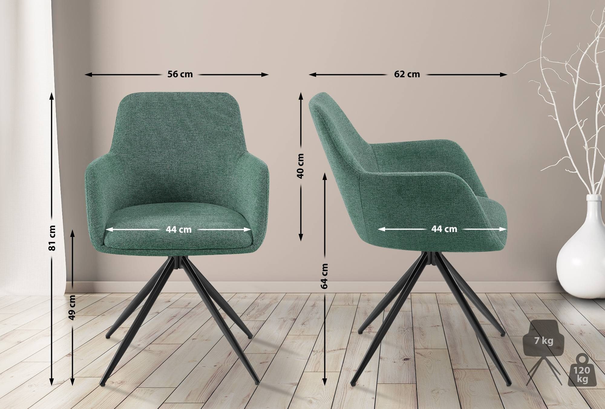 CLP Esszimmerstuhl Olema, mit Stoffbezug, schwenkbarer Polsterstuhl günstig online kaufen