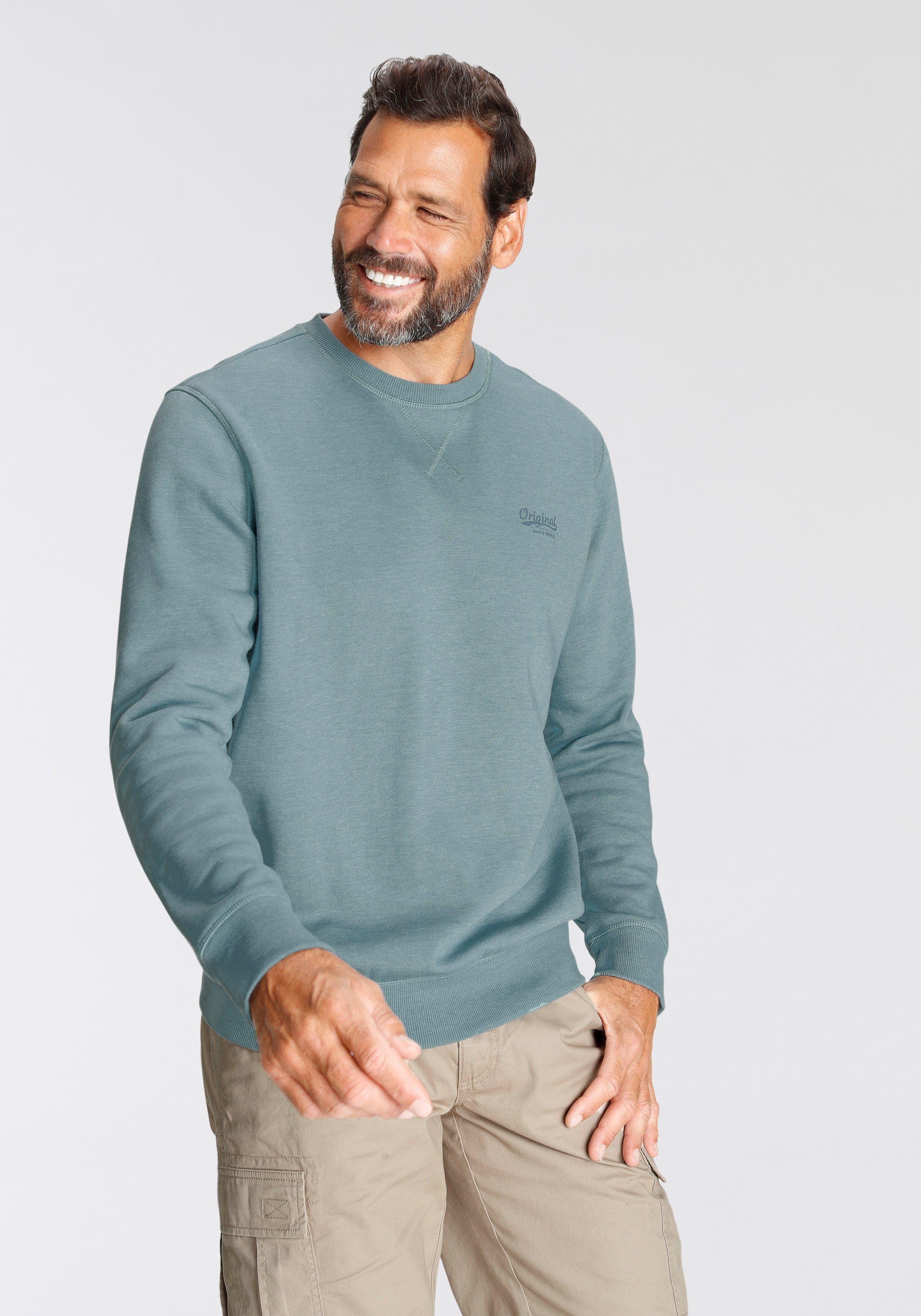 Man's World Sweatshirt Langarm, Basic-Stil, unifarben, günstig online kaufen