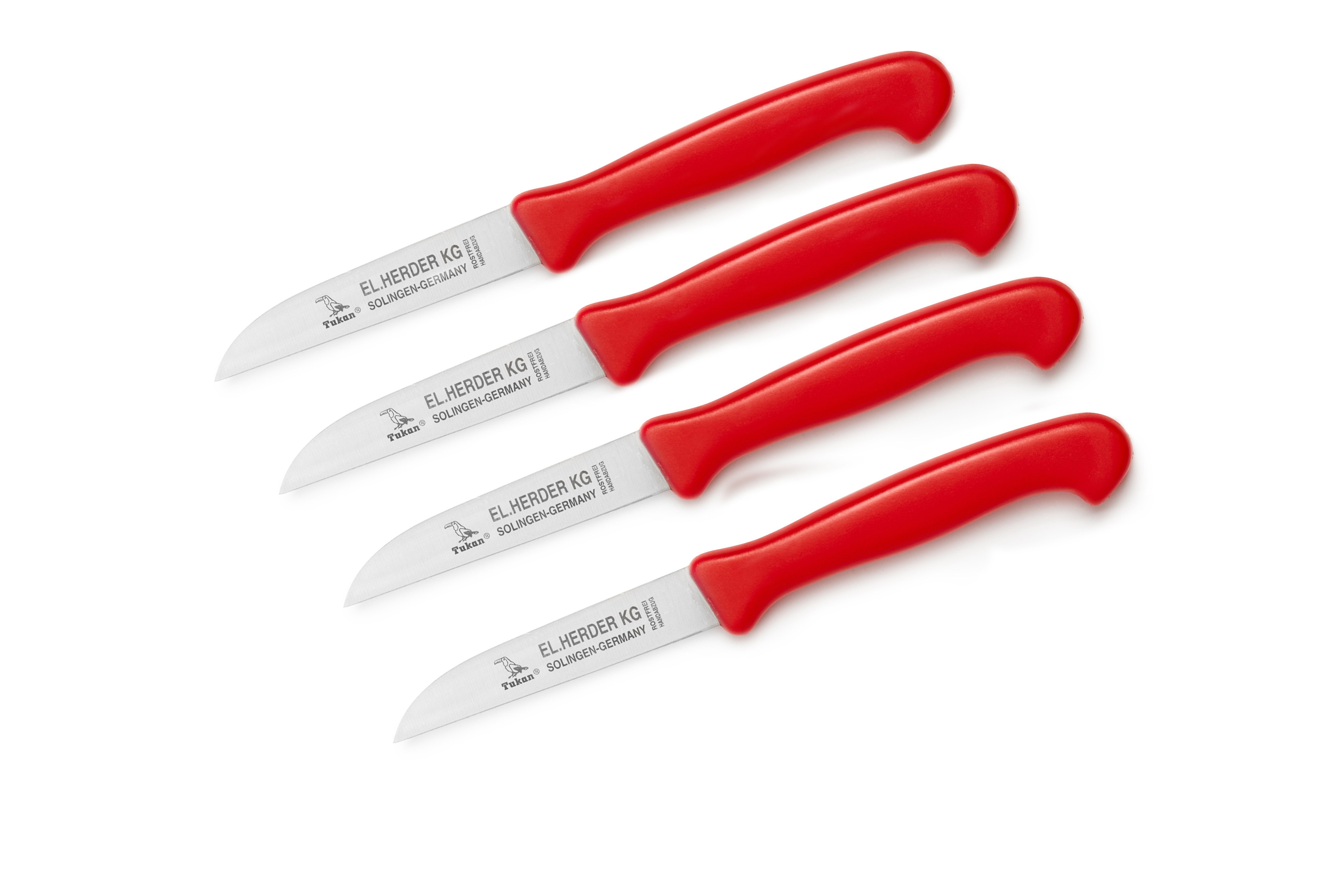 3" Kunststoff - EL. rot KG 4er-Set rostfrei Herder Küchenmesser Universalküchenmesser gerade