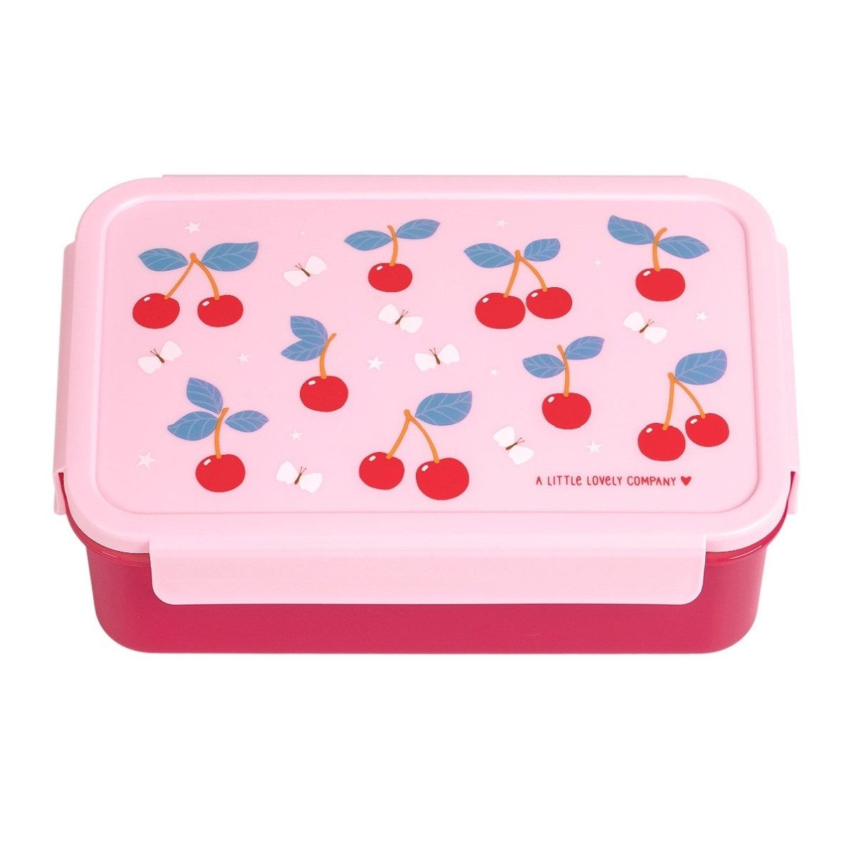 A Little Lovely Company Lunchbox Bento Brotdose mit Fächern & Klickverschluss Kirschdesign