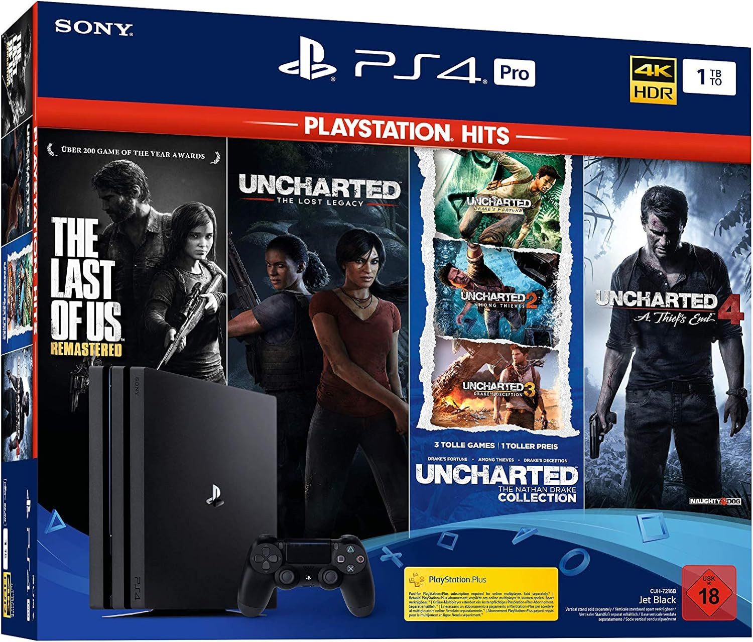 PlayStation 4 Pro 1 TB verschiedene Modelle und Bundle zur Auswahl PEGI und USK18 1TB (Bundle, 1 St., ink. dualshock Controller)