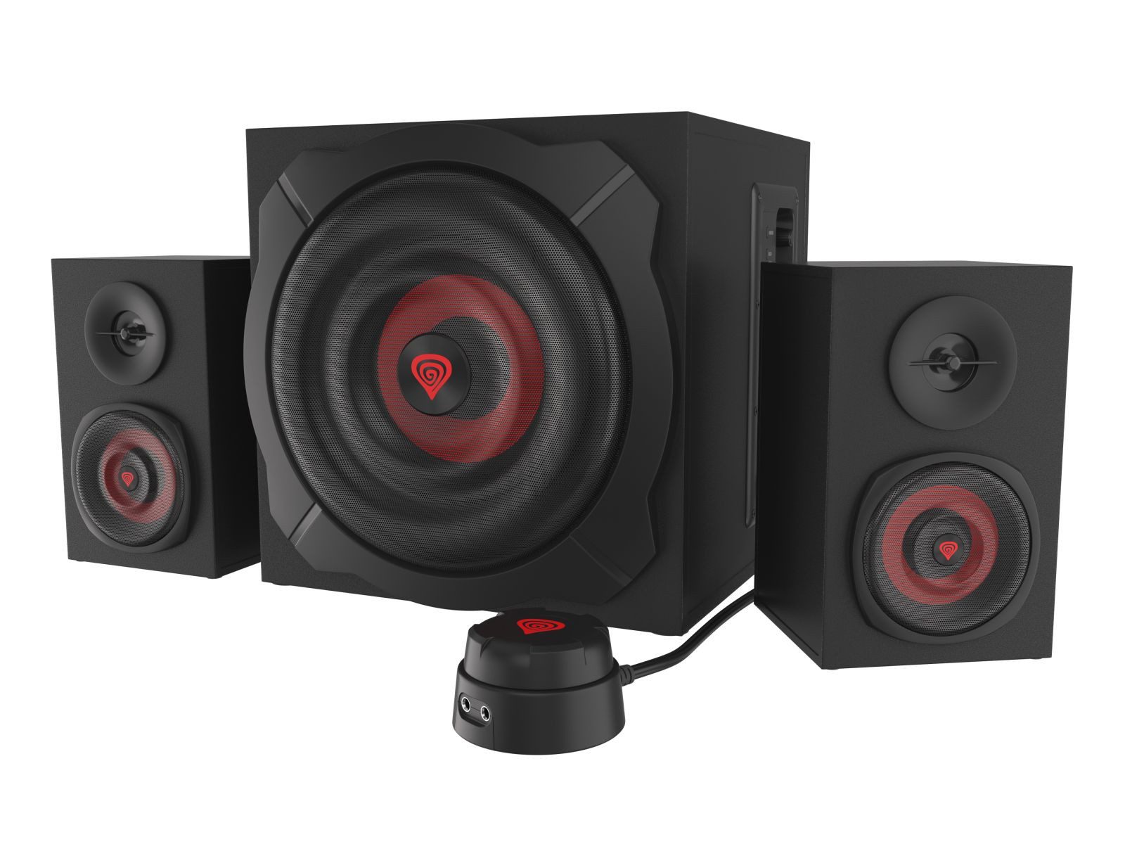 Natec GENESIS Helium 610BT, 2.1 Kanäle, 60 W, PC/Laptop, Schwarz, Rot, Holz, Bluetooth-Lautsprecher