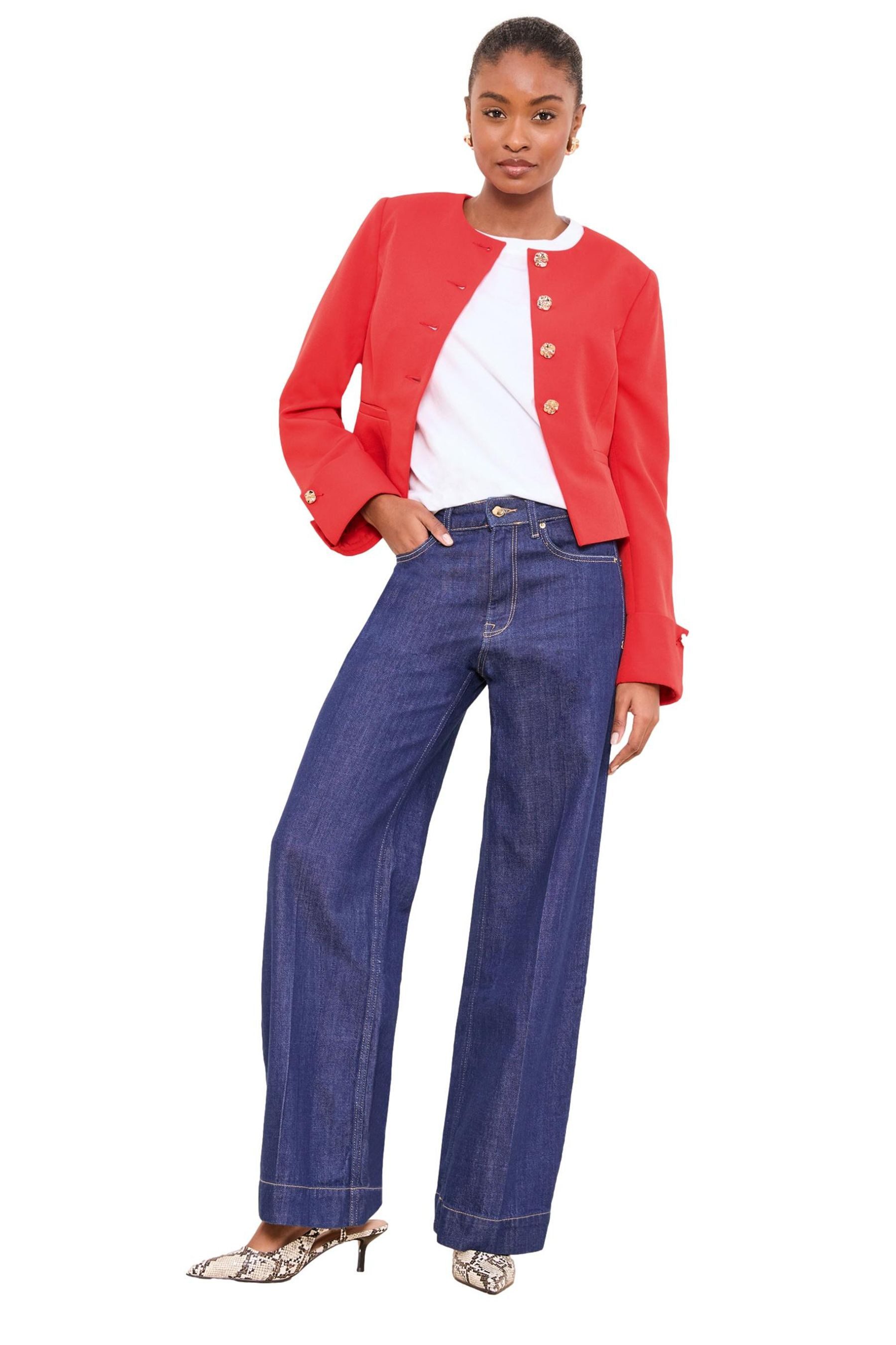 LIPSY Kurzjacke Lipsy Kragenloser kurzer Blazer, Regular (1-St)