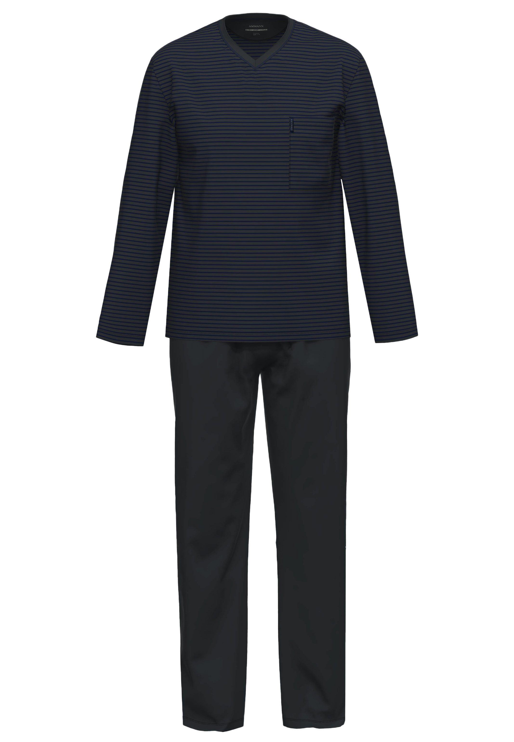 Ammann Pyjama Extra Light Cotton Baumwolle (Set, 2 - Eclipse tlg) Langarm - Total Schlafanzug