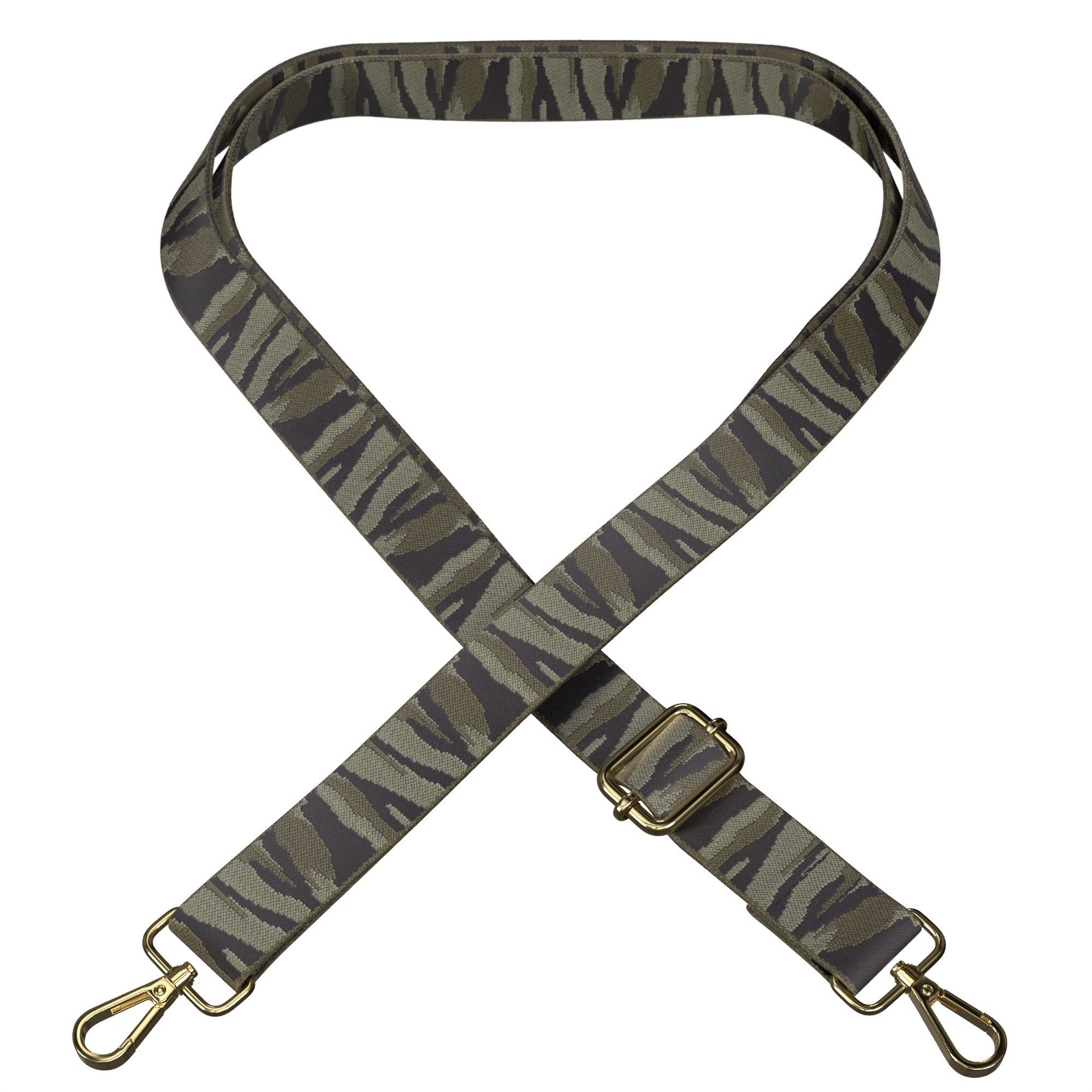 EAZY CASE Schulterriemen Ersatz Taschenriemen Boho Style Verstellbarer Trageriemen als Ersatz Gürteltaschen Grün Camouflage