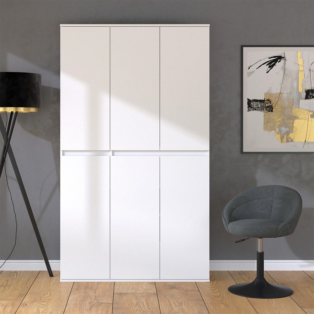 Vicco Kleiderschrank Claus, Weiß, 111 x 191.5 cm mit 6 Türen günstig online kaufen