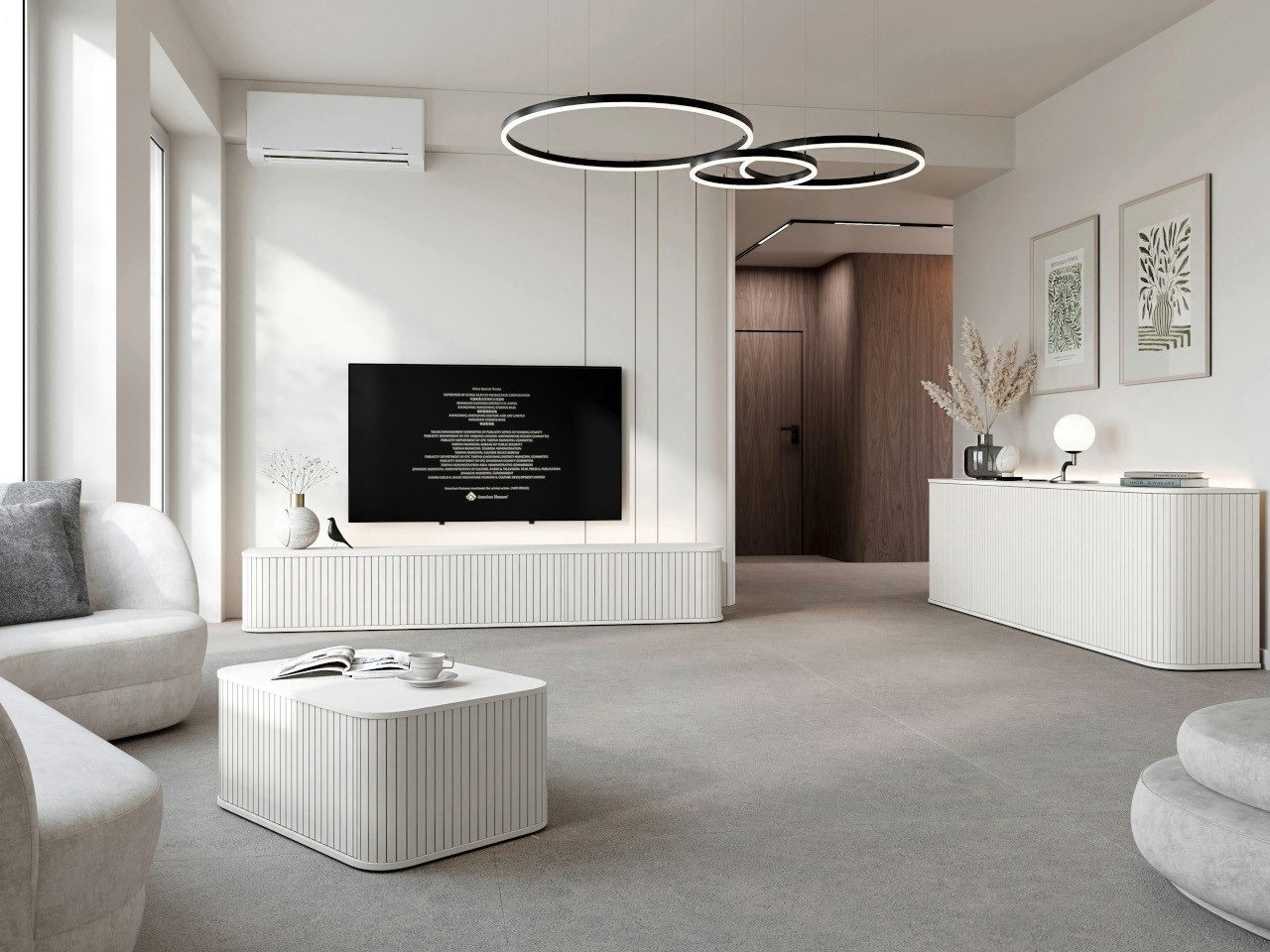 MOEBLINE Wohnwand Wohnzimmer Set ZILLO 3 weiß