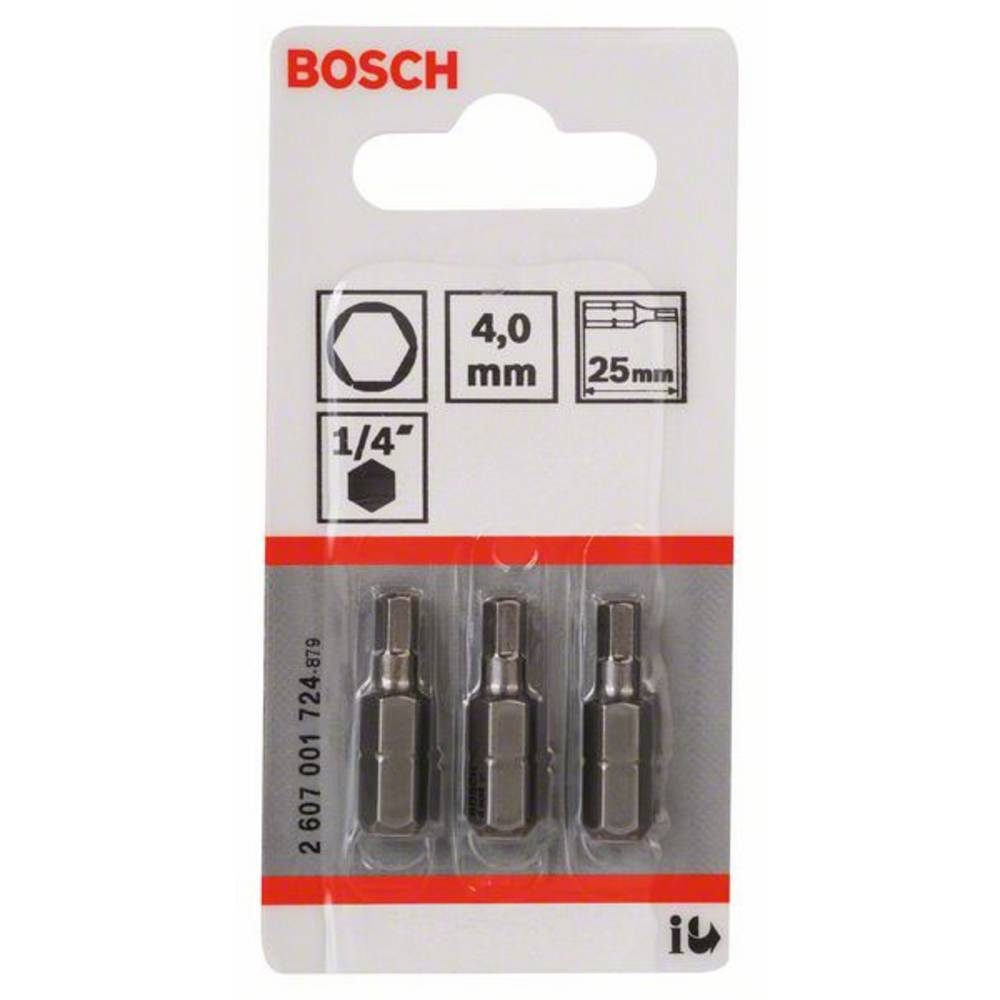 BOSCH Sechskant-Bit Schrauberbit Extra-Hart 4, 3er-Pack mm, 25 HEX
