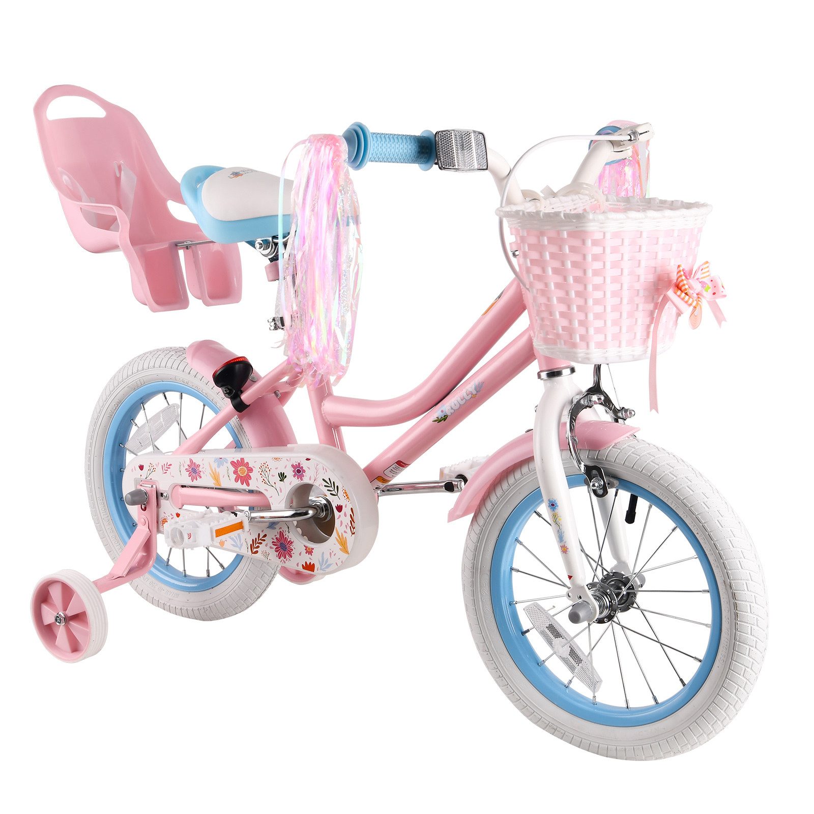 RULLY Kinderfahrrad Kinderfahrrad 12–16 Zoll für 2–6 Jahre, 1 Gang, Inkl. Korb, Puppensitz, Stützrädern, Schutzblechen & Klingel