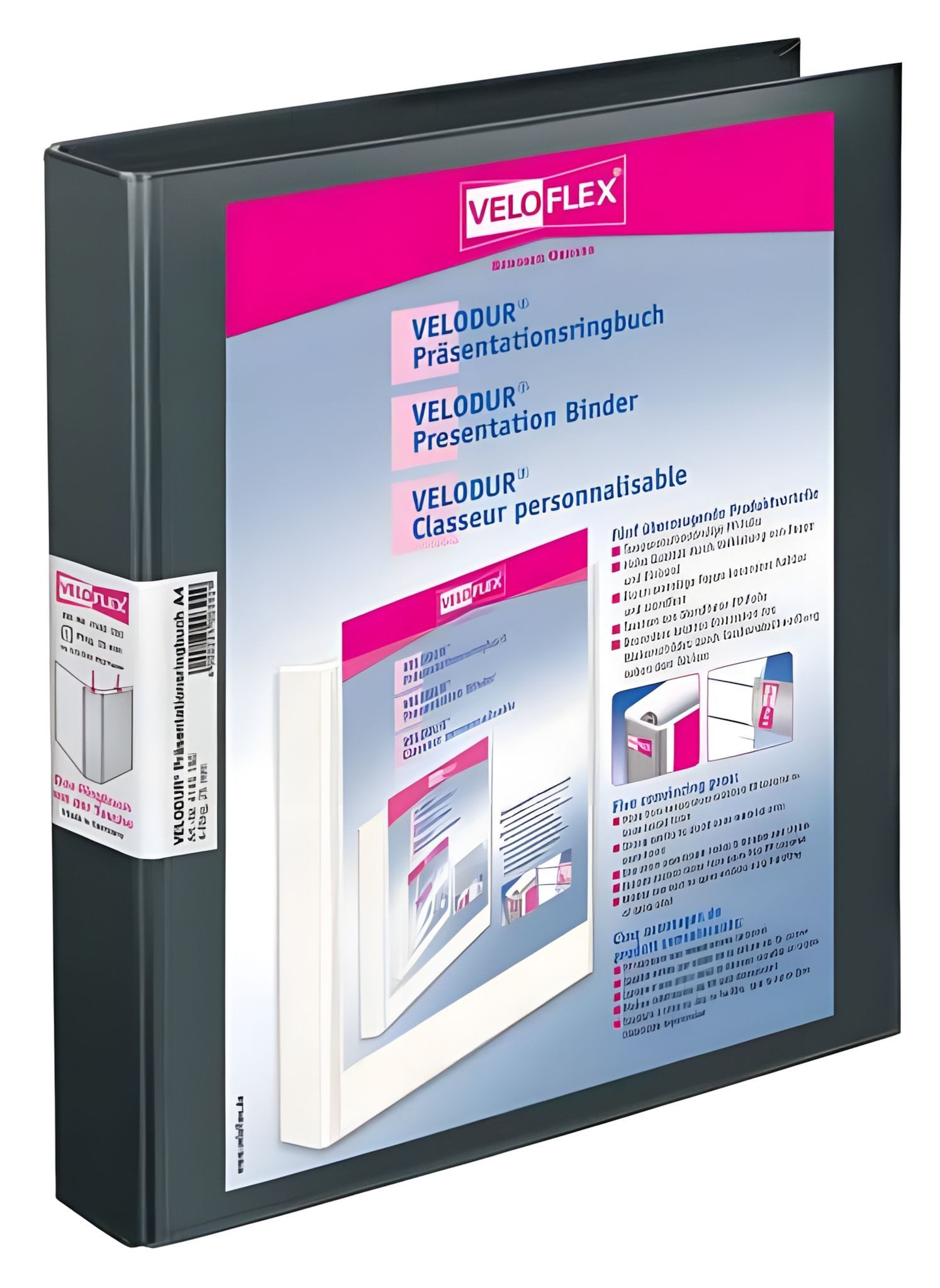 VELOFLEX Ringbuchmappe VeloflexVELODUR-Ringbuch A4 schwarz 4-D-Ring-Mechanik 25 mm