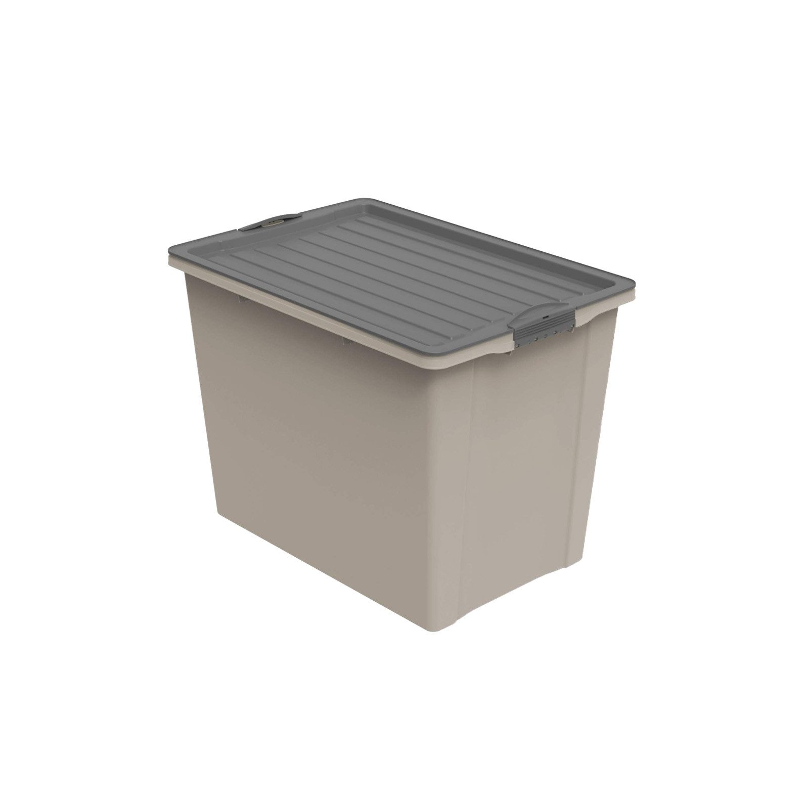 ROTHO Aufbewahrungsbox COMPACT stapelbare 70l Aufbewahrungskiste mit Deckel und Rollen