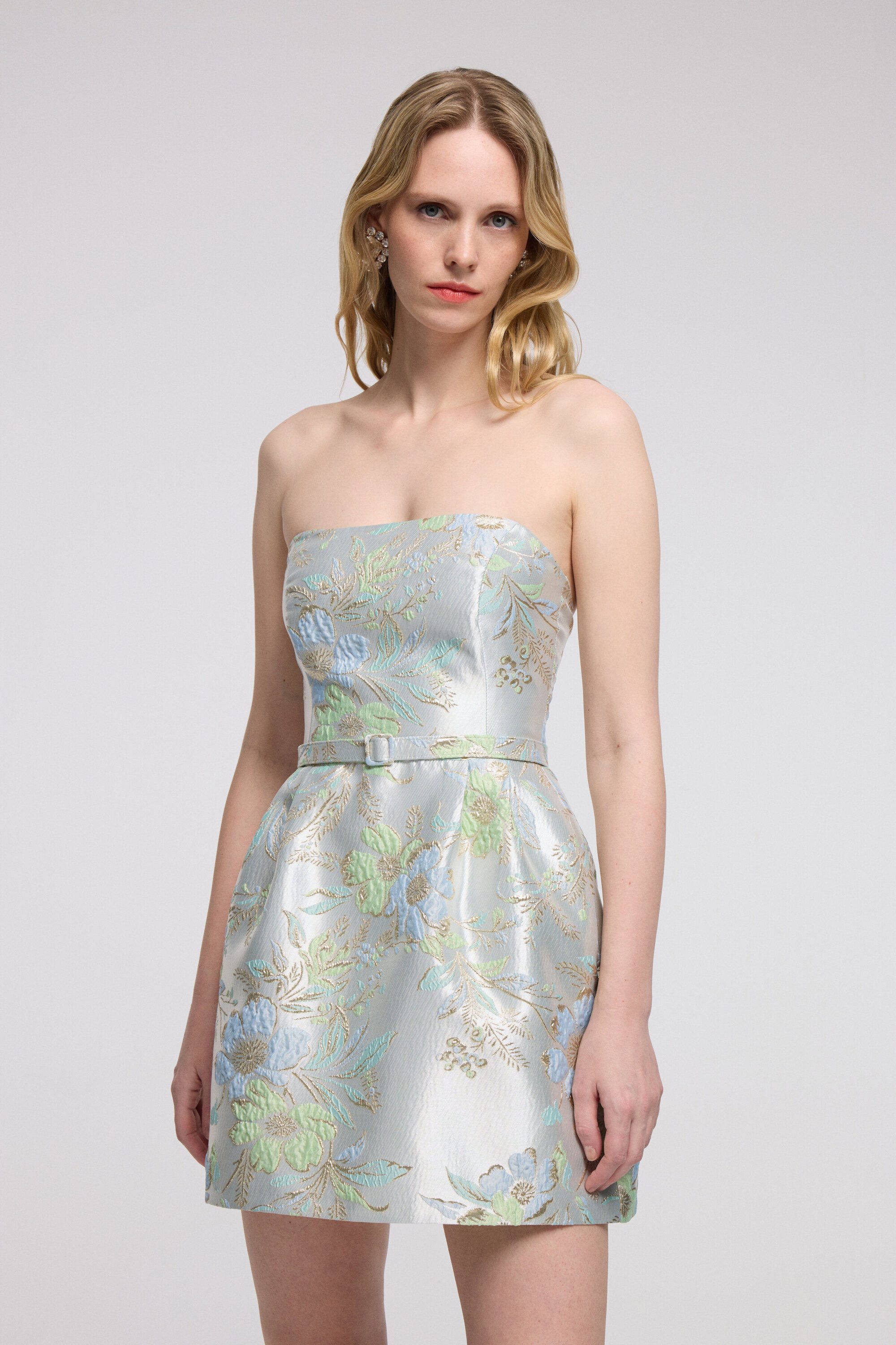 adL Abendkleid Trägerloses Mini-Kleid mit Gürtel