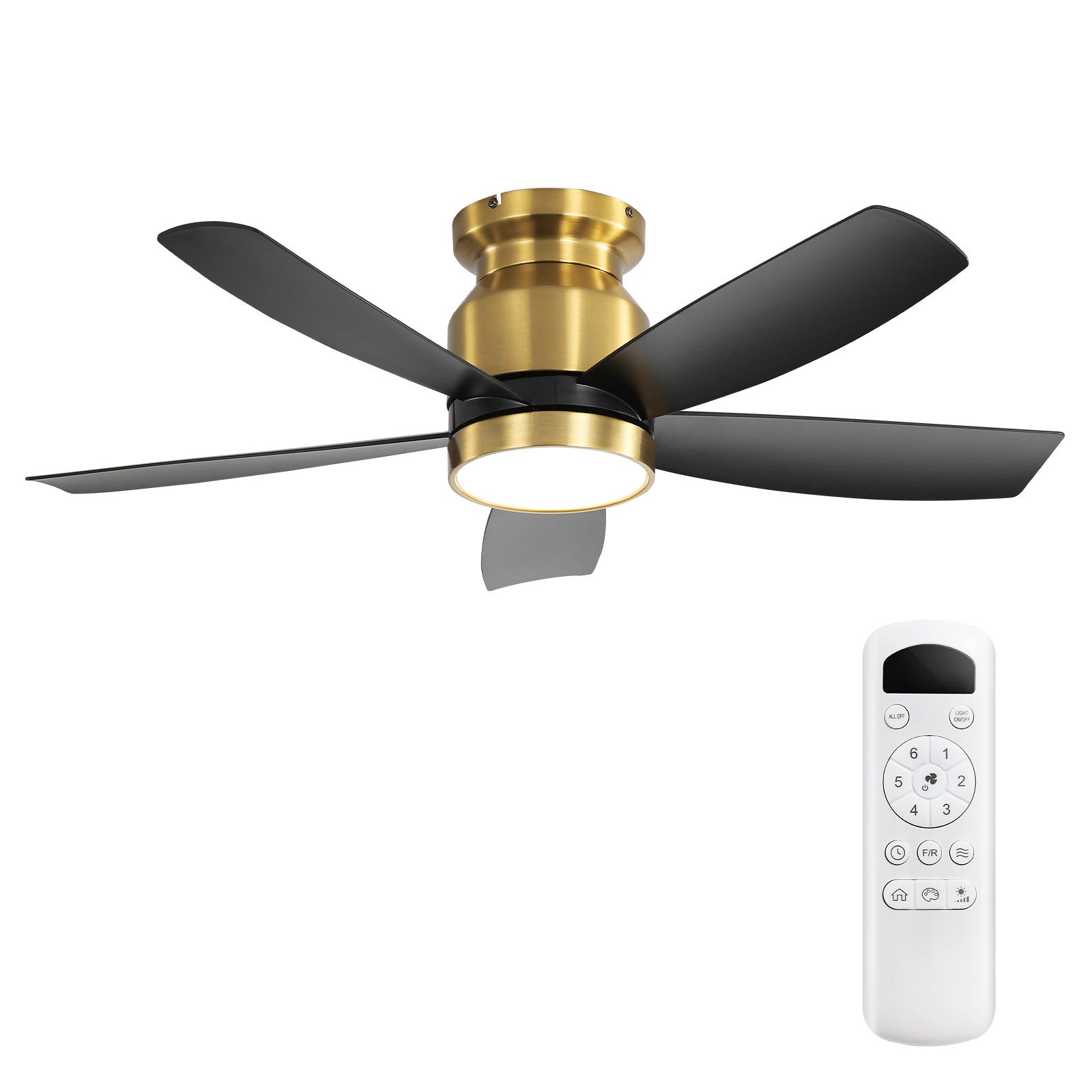 Sofucor Deckenventilator mit 5 Flügeln und Beleuchtung, moderner Deckenventilator 106,5 cm, Umkehrbarer Gleichstrommotor