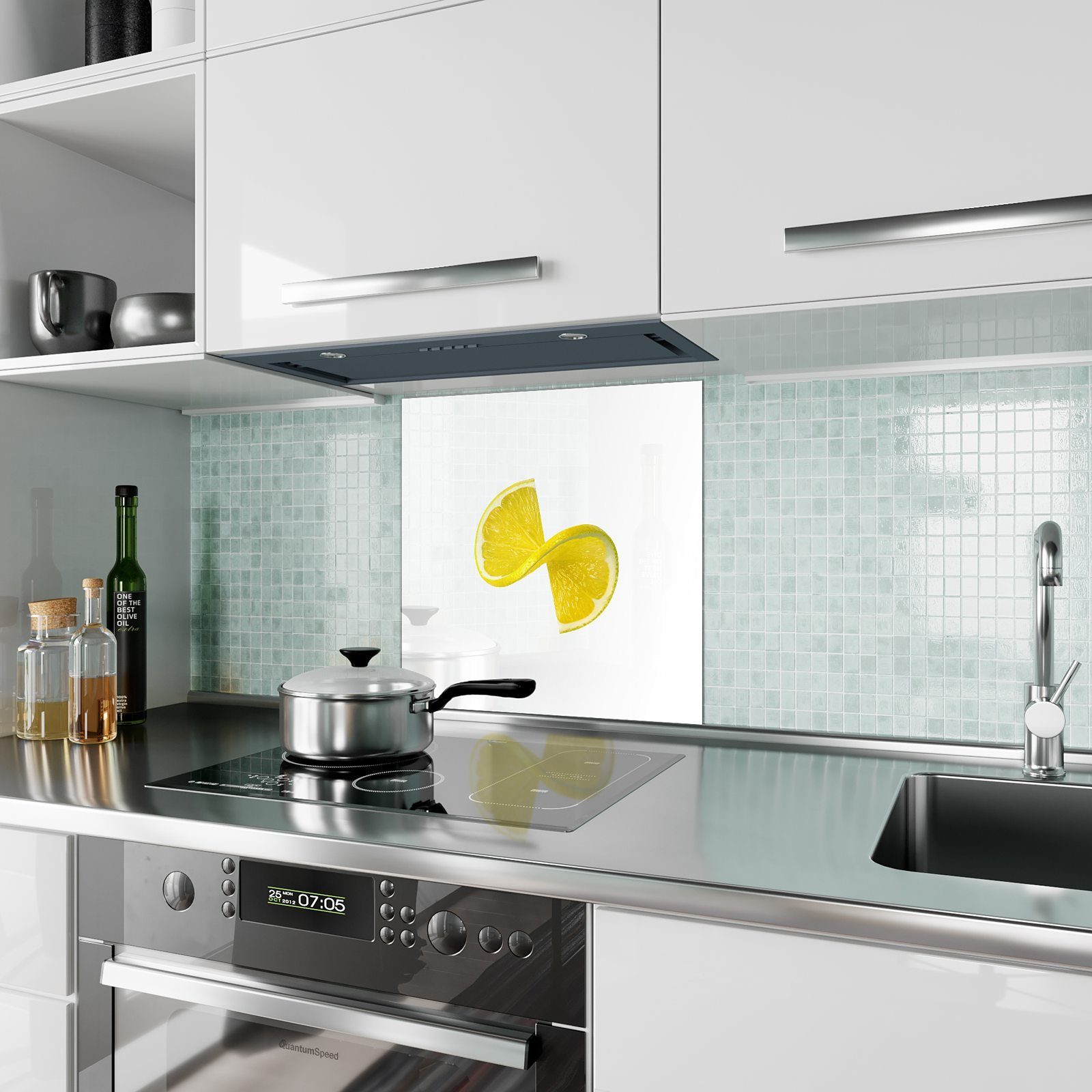Primedeco mit Glas Zitronenscheibe Küchenrückwand Spritzschutz Küchenrückwand Motiv