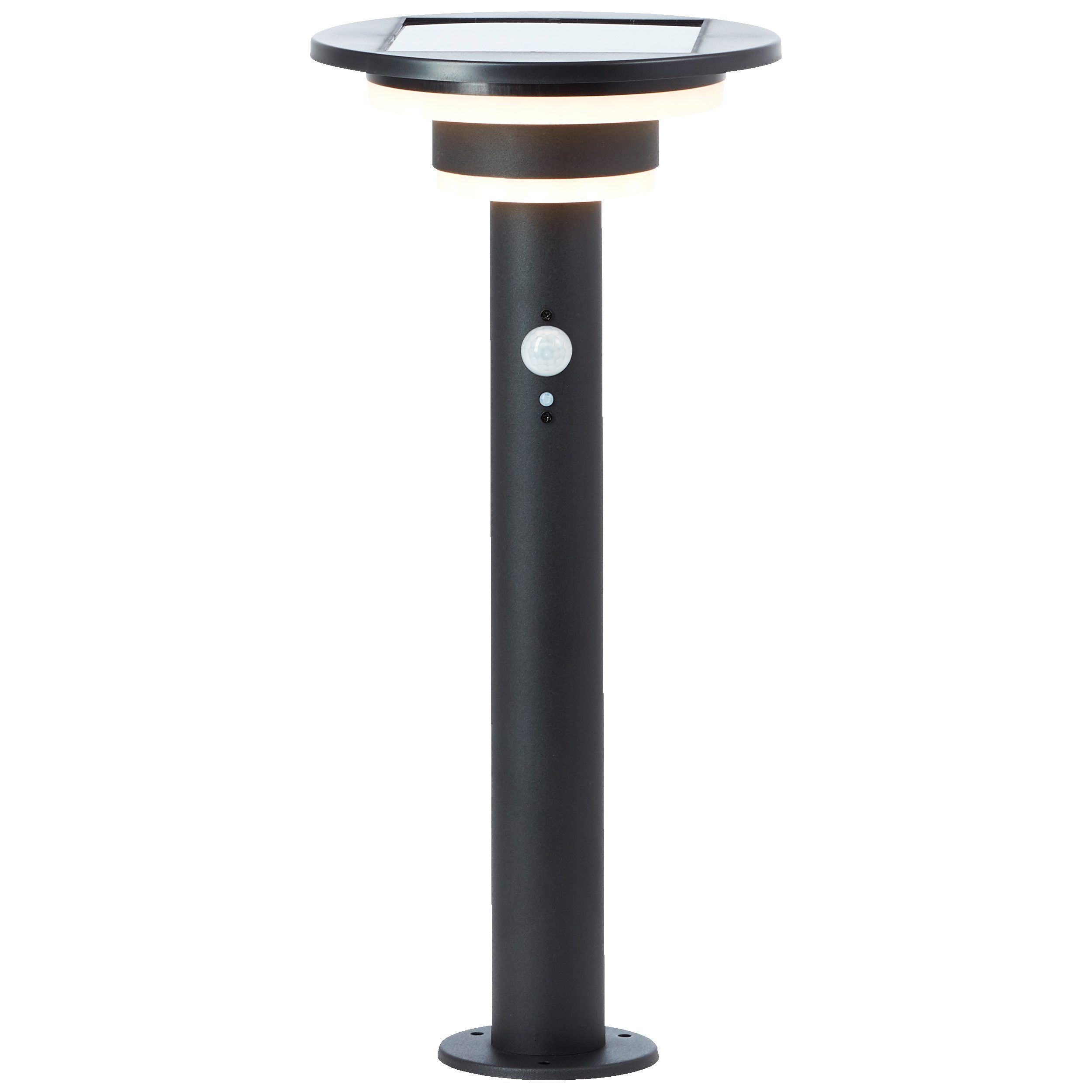 Lightbox Außen-Stehlampe, Bewegungsmelder, LED fest integriert, Warmweiß, LED Pollerlampe, Solar, Bewegungsmelder, 45cm Höhe, Ø 21cm, 3W, 430 lm