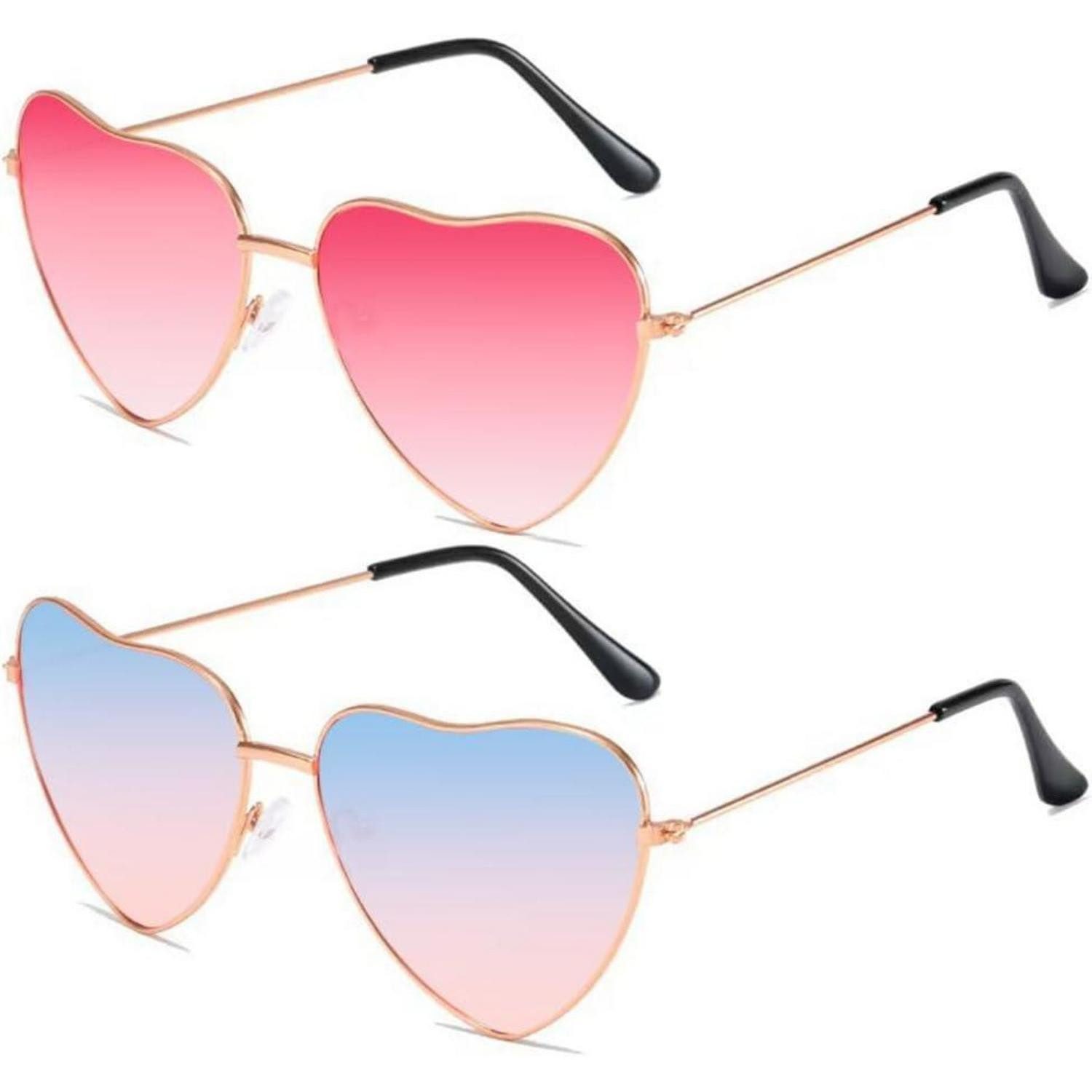 LuxusKollektion Kostüm Partybrille Herzform Sonnenbrille 2 Paar Fasching Bunt 2pcs