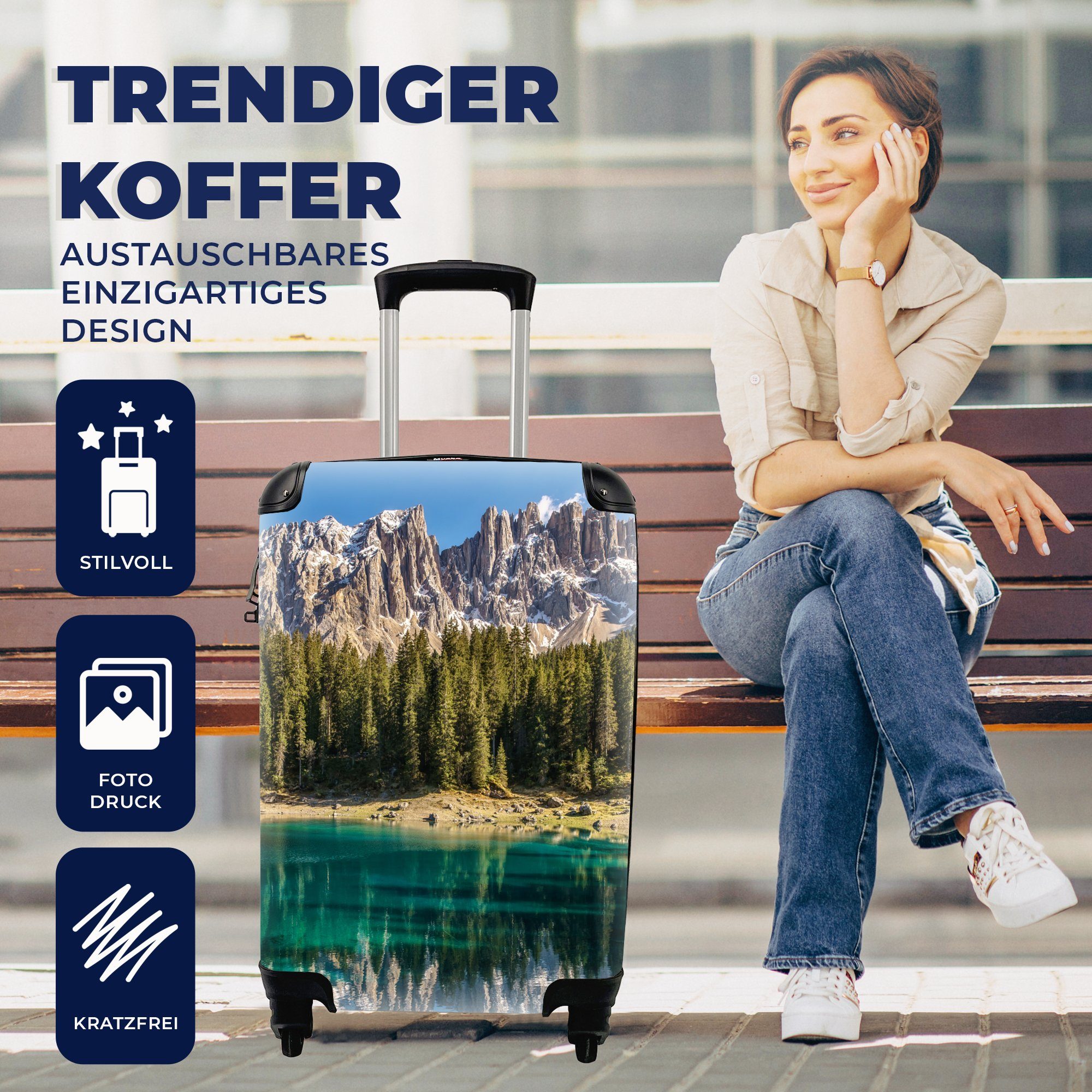 MuchoWow Trolley, Ferien, Berg Handgepäck - Rollen, 4 Reisetasche für Wald rollen, Handgepäckkoffer Strand, mit Reisekoffer -