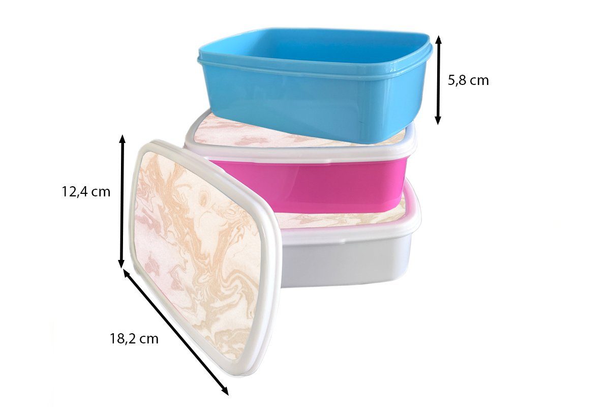 für und weiß Muster, (2-tlg), und Lunchbox MuchoWow Marmor Mädchen Brotbox Brotdose, Kinder für Jungs - Erwachsene, - Orange Kunststoff,