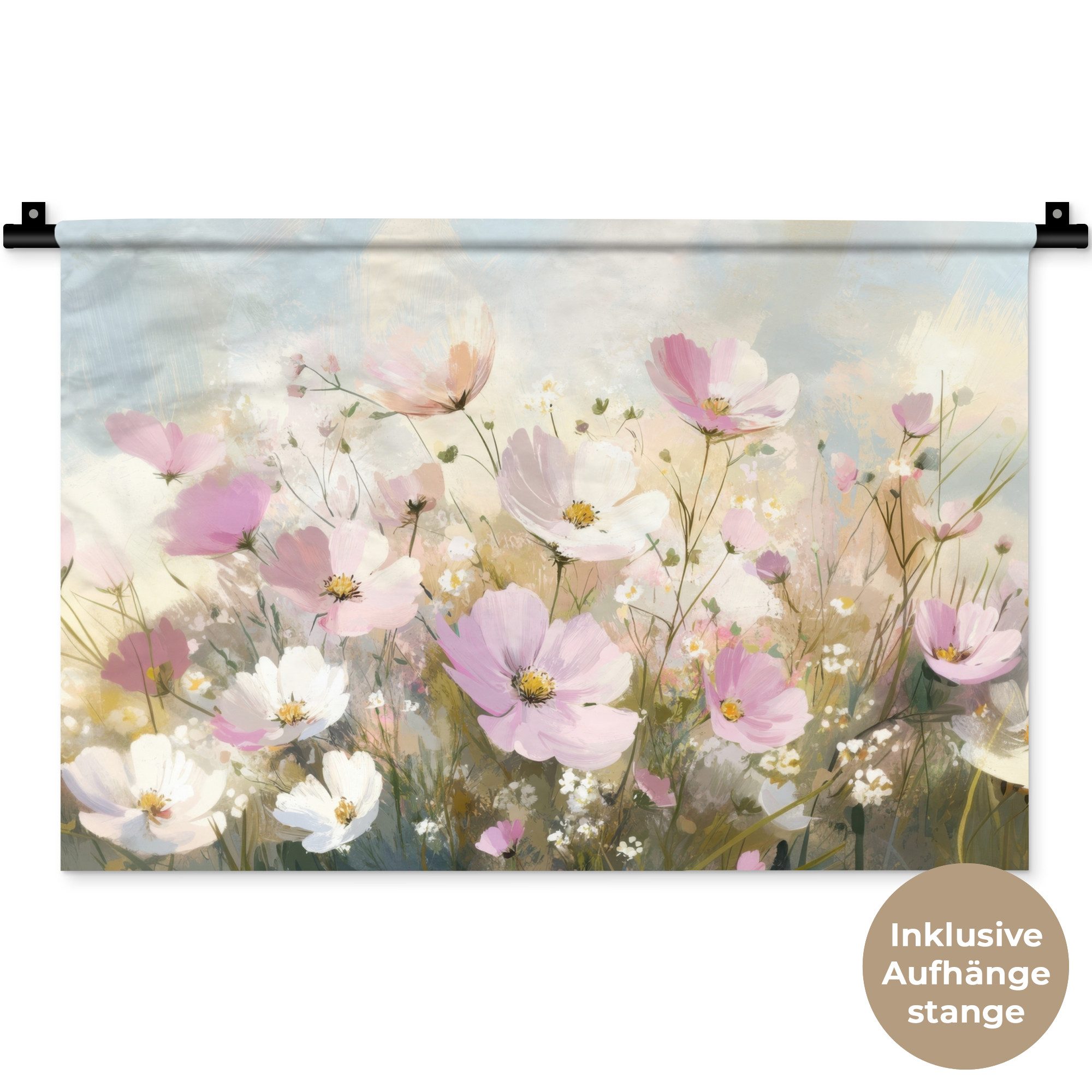 MuchoWow Wandteppich Blumenfeld - Helle Farbtöne günstig online kaufen