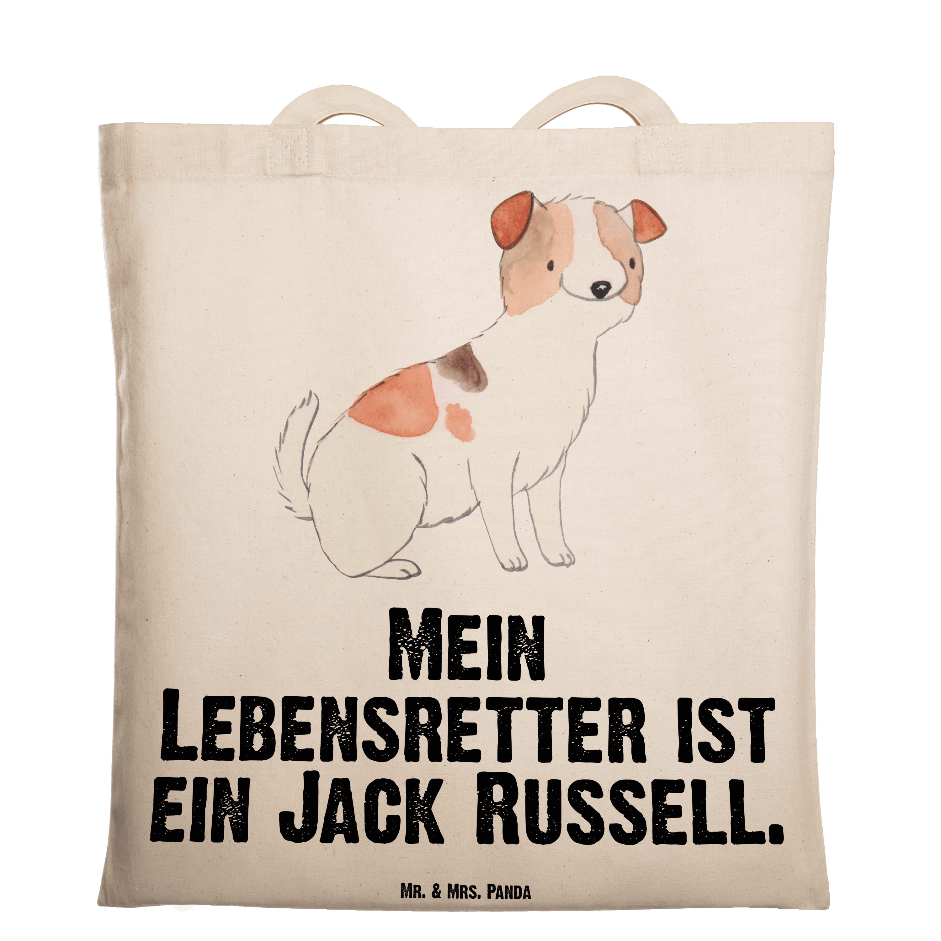 Mr. & Mrs. Panda Tragetasche Jack Russel Terrier Lebensretter - Transparent - Geschenk, Stoffbeute (1-tlg)