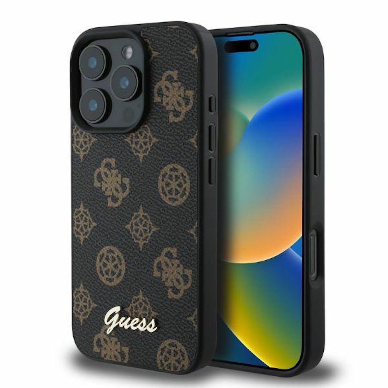 Smartphone-Hülle GUESS Apple iPhone 16 Pro Max Hardcase Peony Script MagSafe Schwarz
