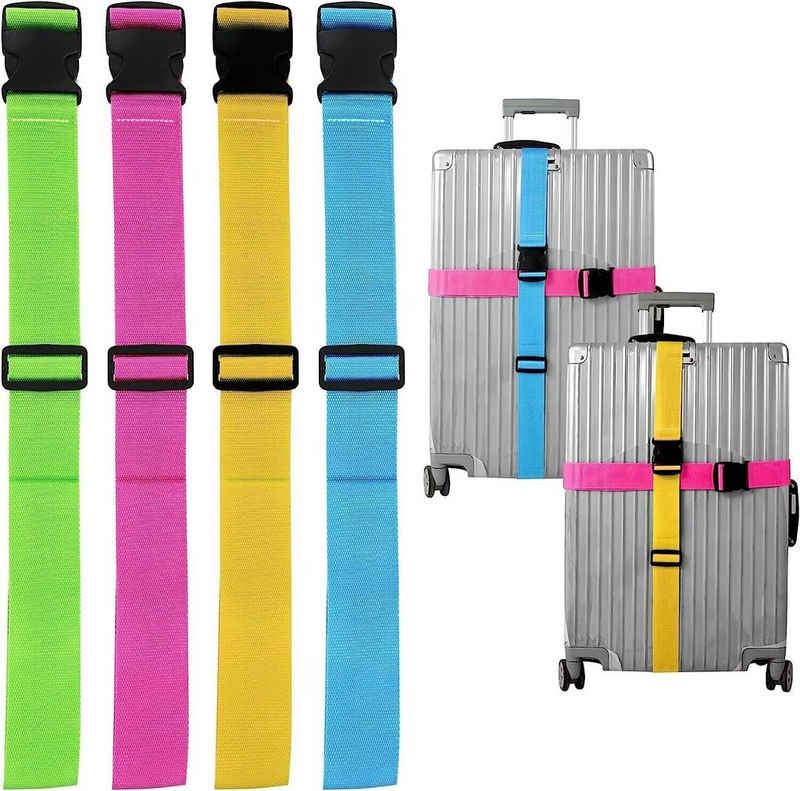 Travelfreund® Koffergurt 4er Kofferband Set bunt - Ремені для кріплення багажу für Koffer & Gepäck zum Reisen, (4-tlg)