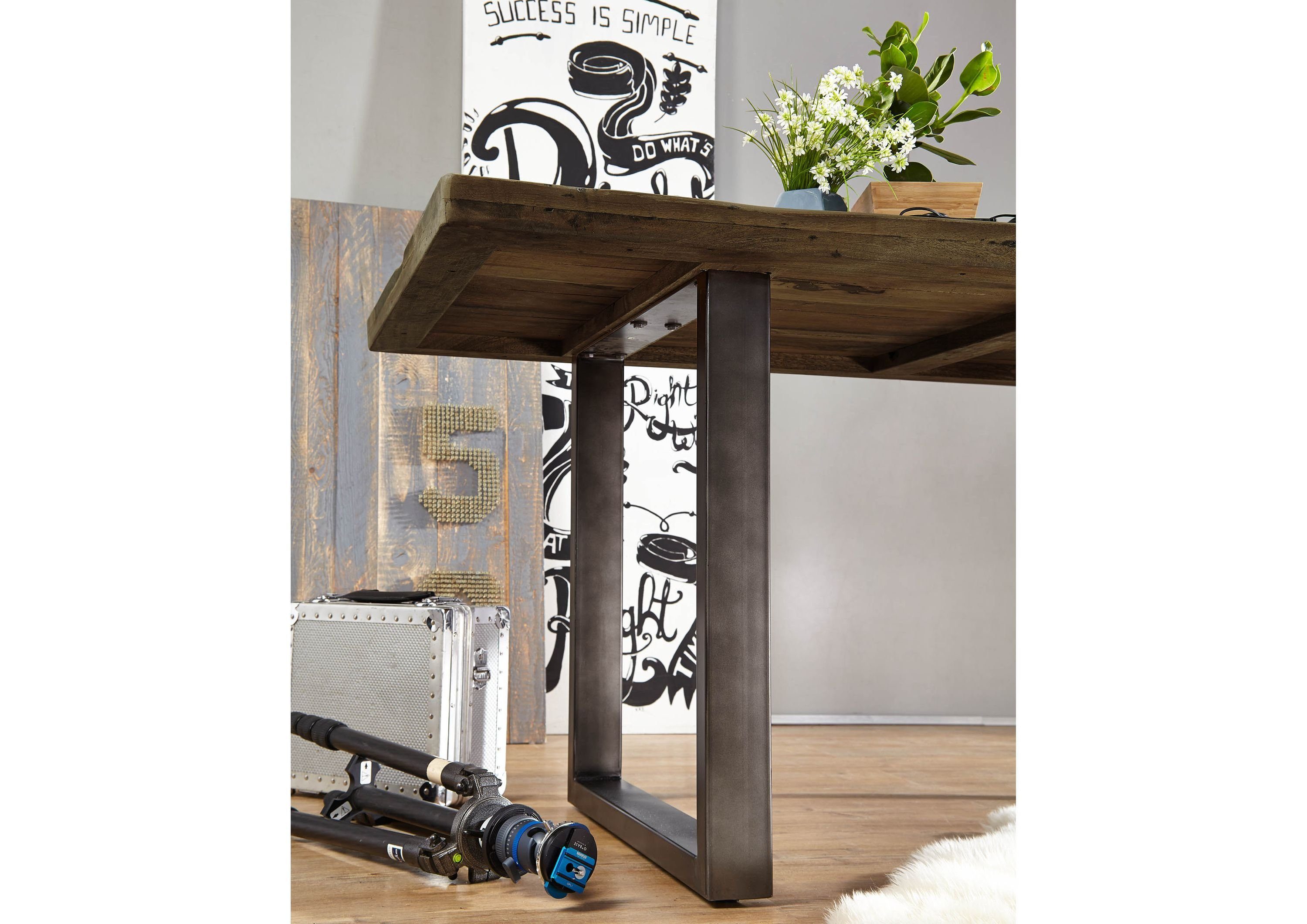 Massivmoebel24 Esstisch RAILWAY (Massivholz, Massivholztisch), Esstisch Mango 200x100x76 braun lackiert RAILWAY #406