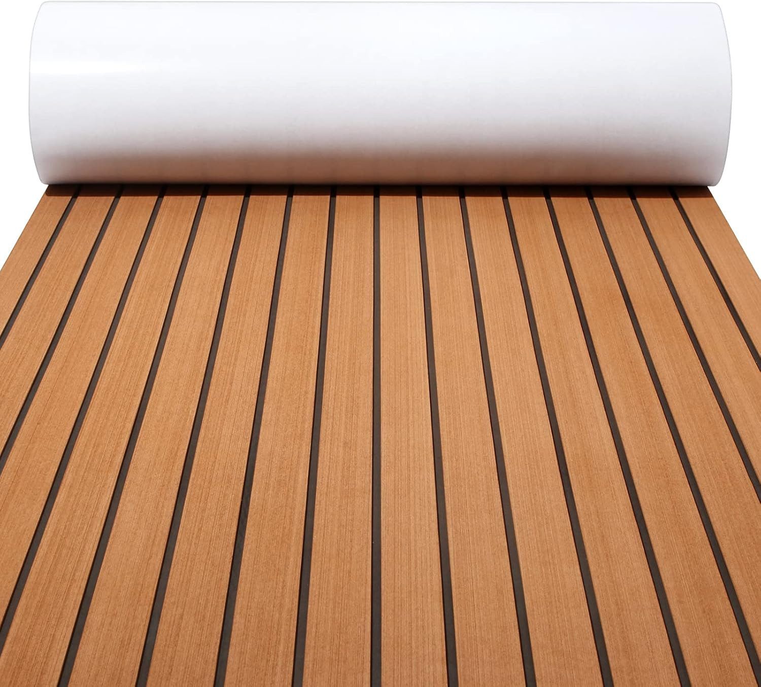 BlingBin Bodenmatte Eva Schaum Boot, Teakholz Schaum Bodenbelag, Anti-Rutsch Deck Teppich (1er Set, 1-St., 240*60*0.6 cm), Rutschfester Boden Selbstklebend, Eva-Schaumstoff für Marine, Yacht