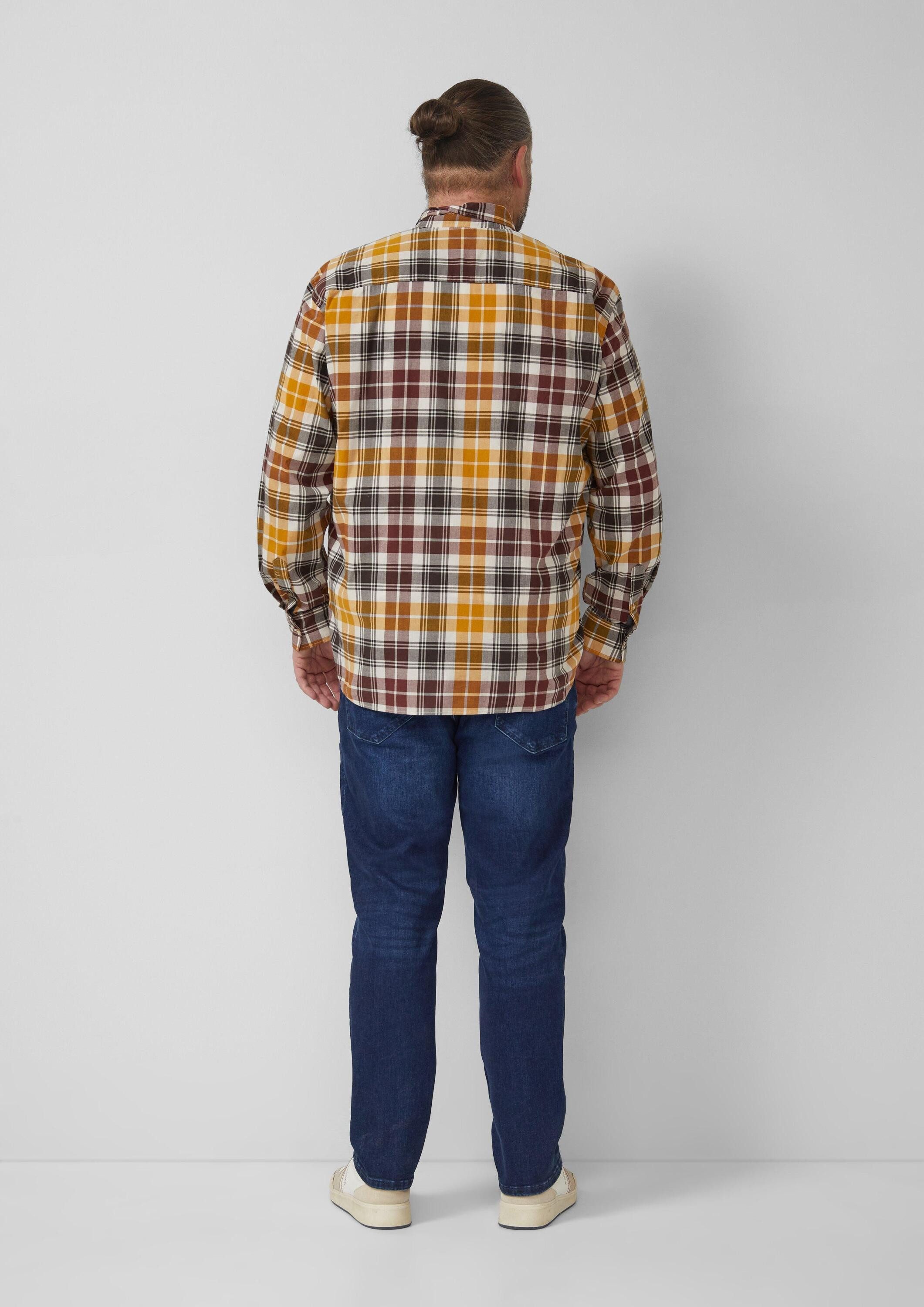 s.Oliver Langarmhemd Hemd Regular Fit: Elastisches Button-Down-Hemd mit Karomuster