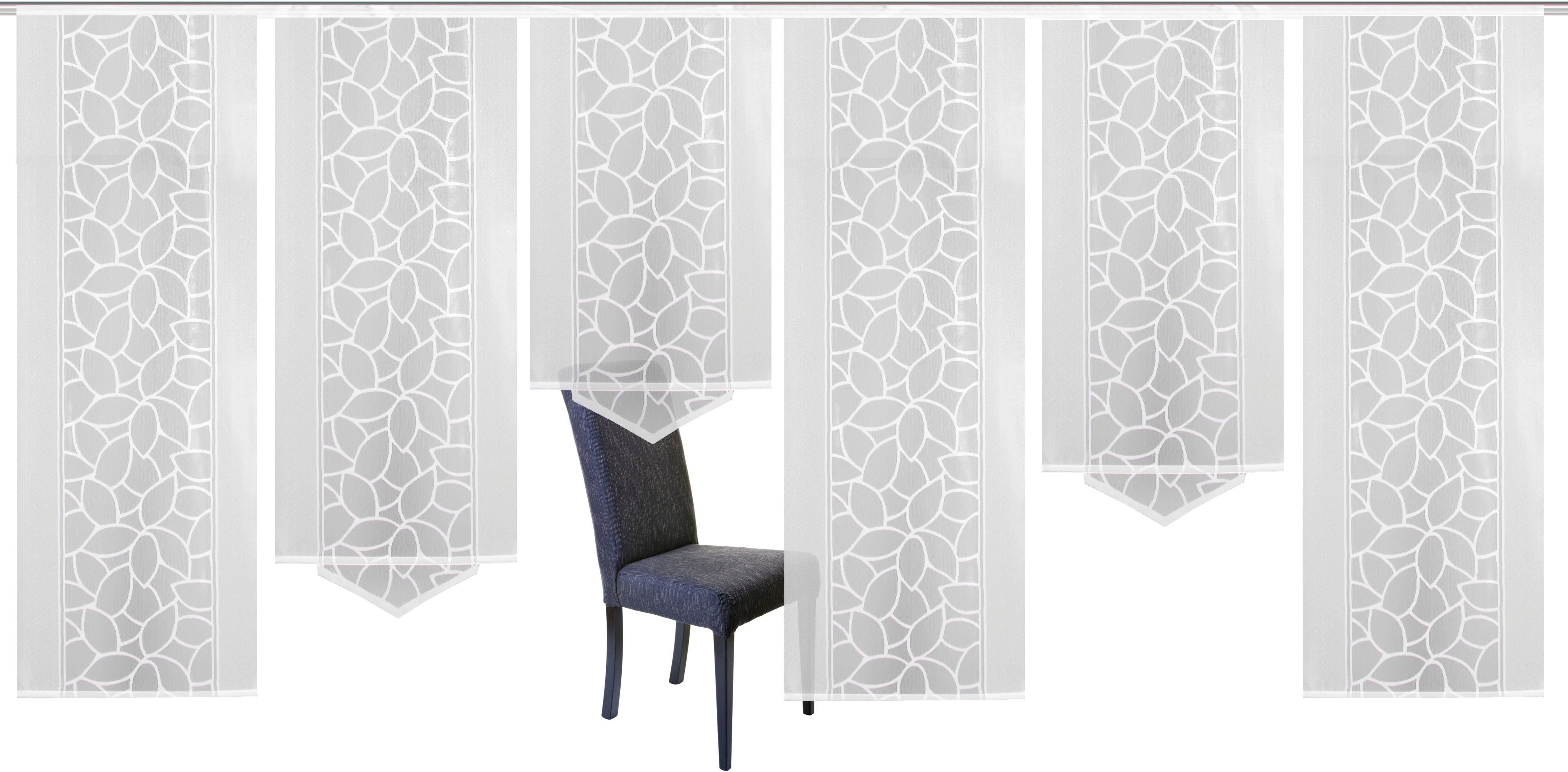 HOME WOHNIDEEN Schiebegardine JENNA (6 St), Klettschiene, transparent, Jacquard, Schiebevorhang Jacquard Set