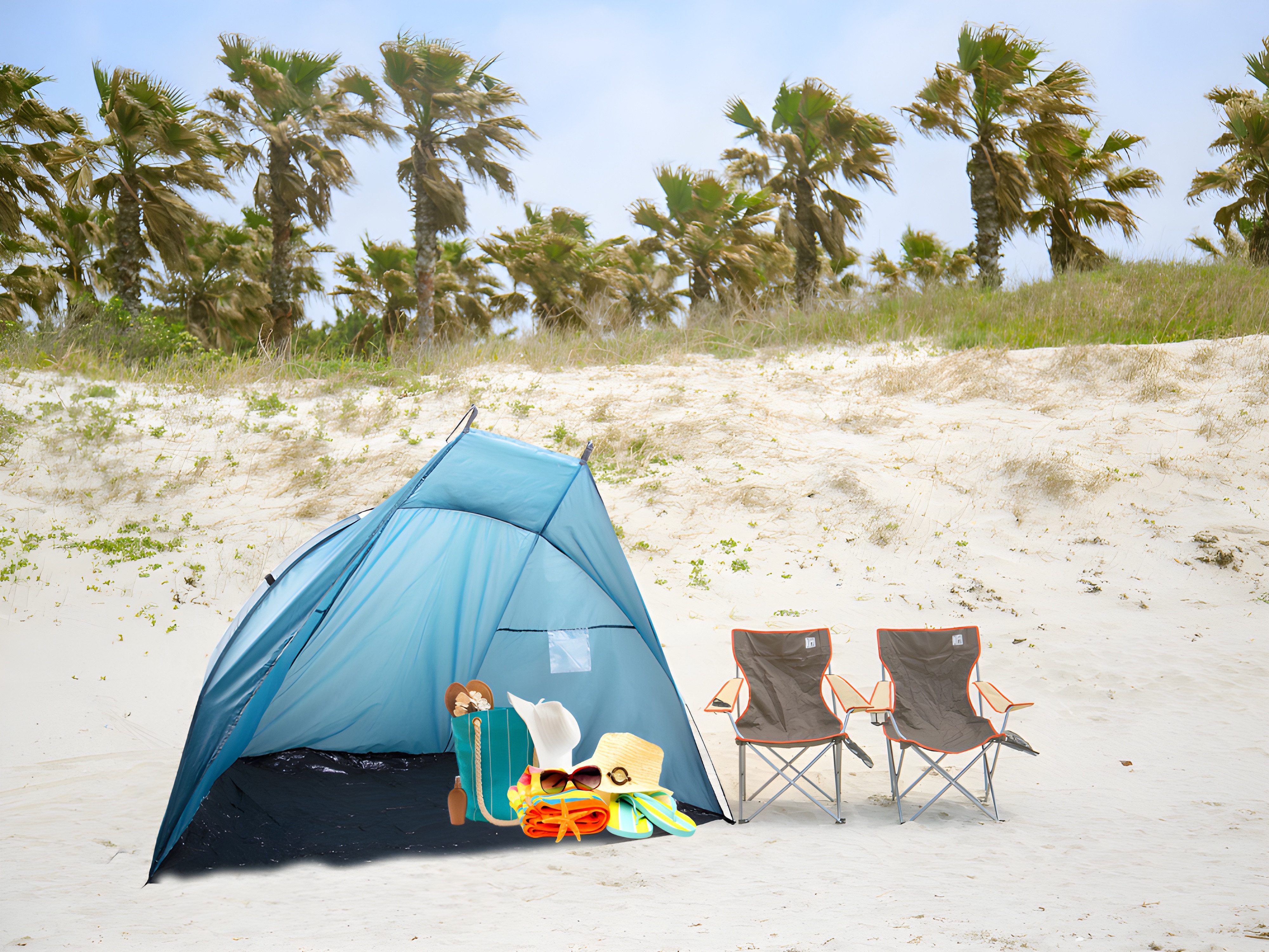 VERK GROUP Strandmuschel Strandmuschel mit UV-Schutz, (Set, 1 tlg), UV-Schutz, Windschutz, klappbar