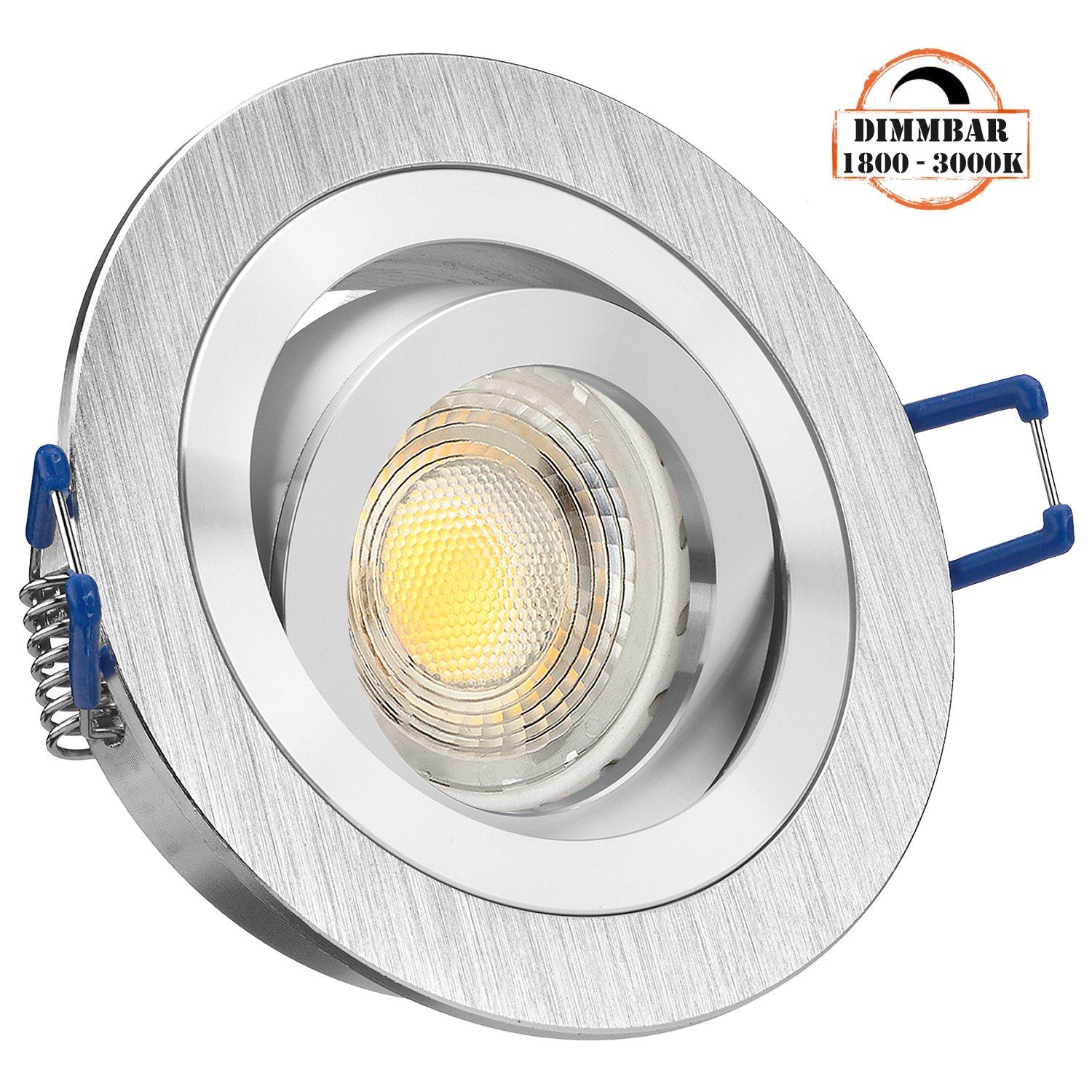 LEDANDO LED Einbaustrahler LED Einbaustrahler Set GU10 in aluminium gebürstet mit 5,5W LED von LE
