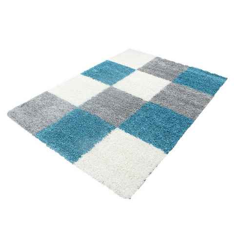 Hochflor-Teppich Teppich für den Flur oder Küche Kariertes Design, Stilvoll Günstig, Läufer, Höhe: 30 mm