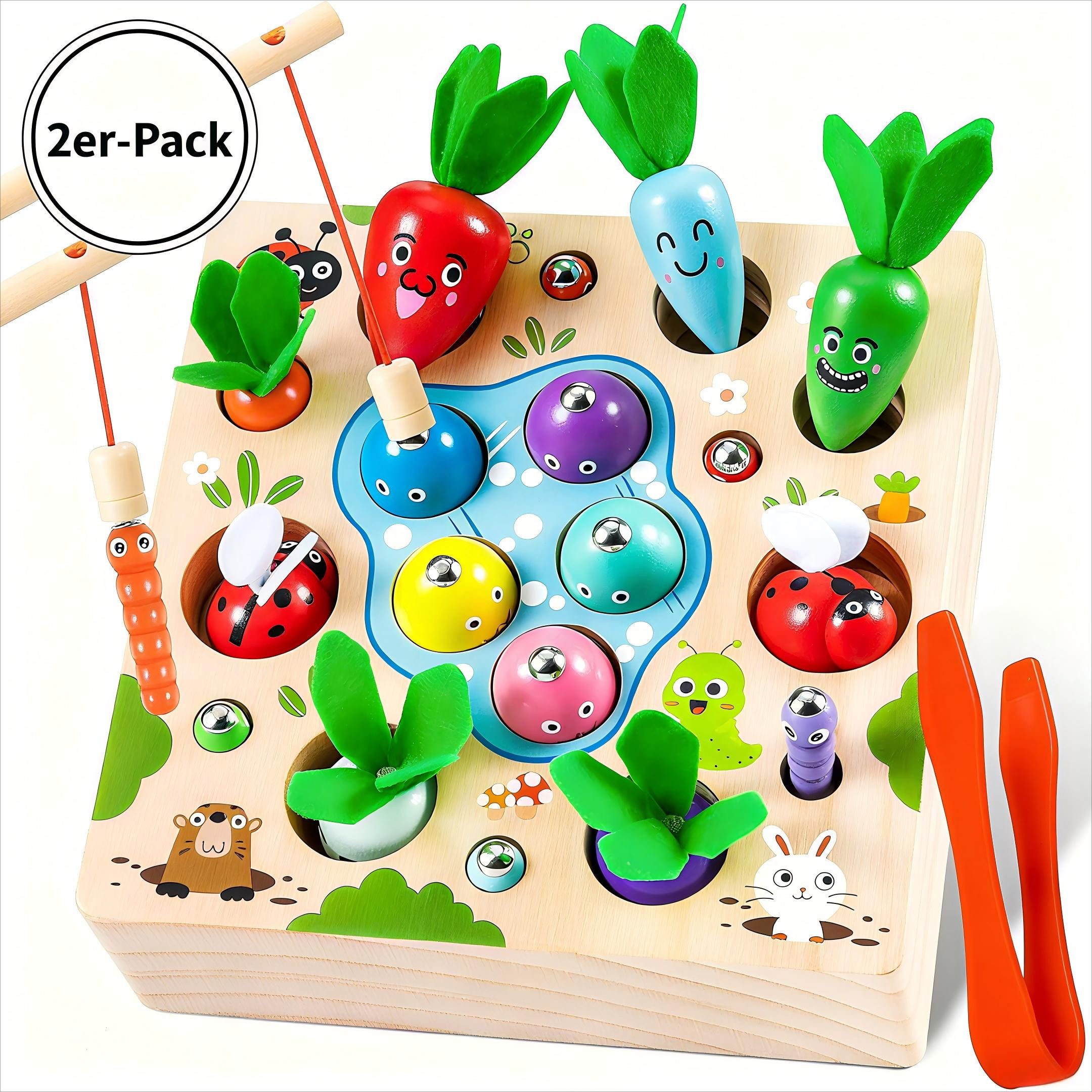 POPOLIC Lernspielzeug Karotten Steckspiel Holz, Magnetische günstig online kaufen